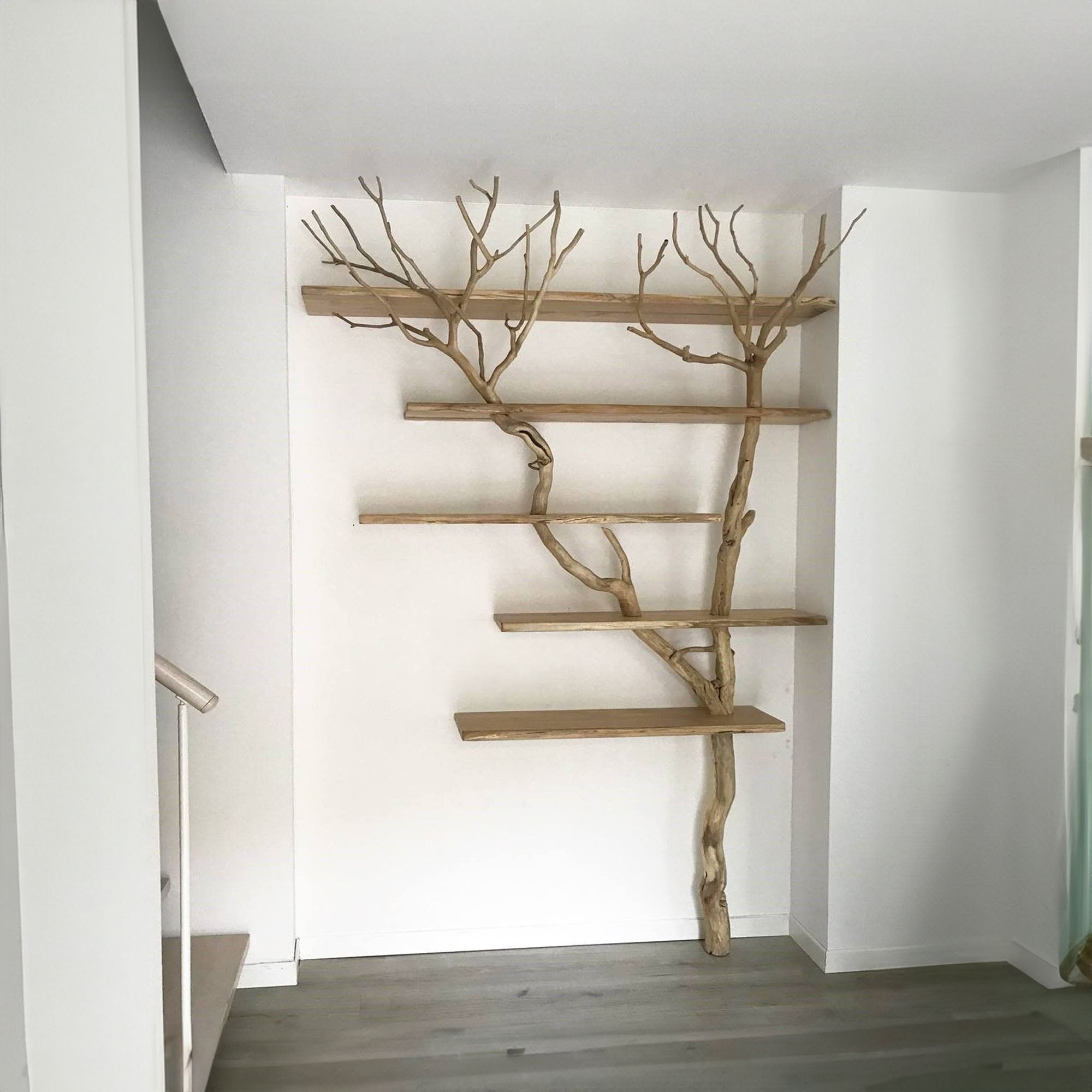 Tree Branch Floating Corner Shelf Solid Wood For Book Lover Gift SINLTB032