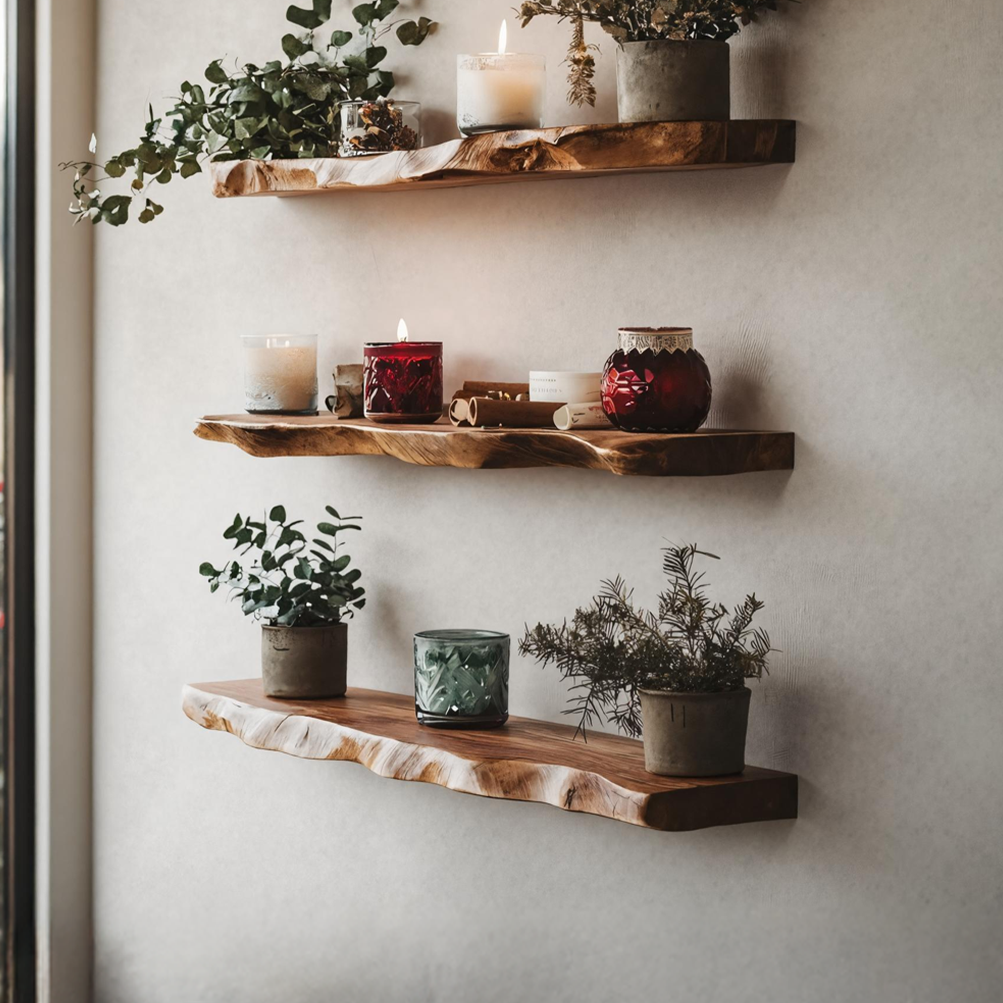 Modern Solid Wood Floating Shelf For Living Room Holiday Style SILDTTNCFL012