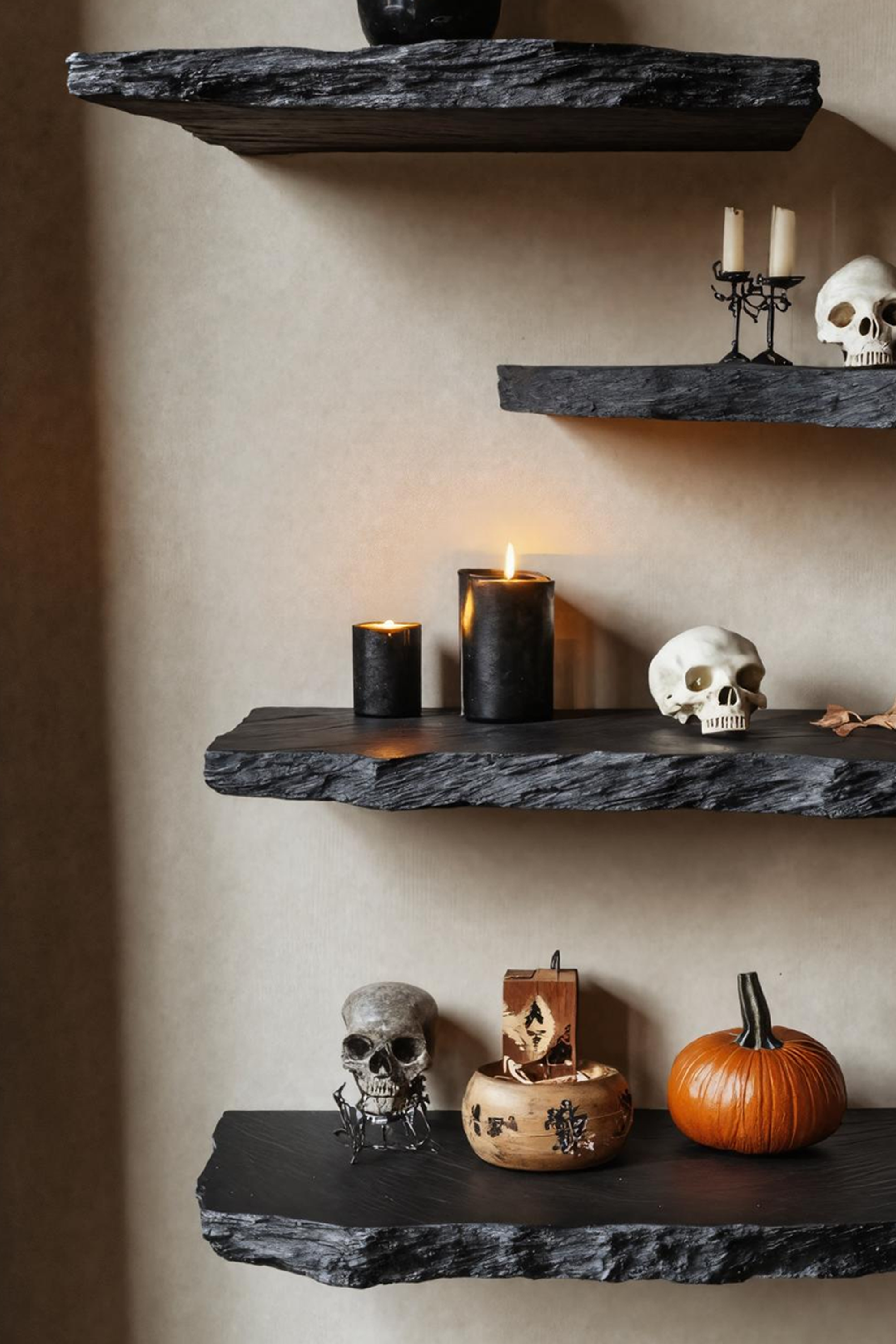 Mid Century Wooden Floating Shelf For Living Room Halloween Storage Decor SILDTTRHFL011