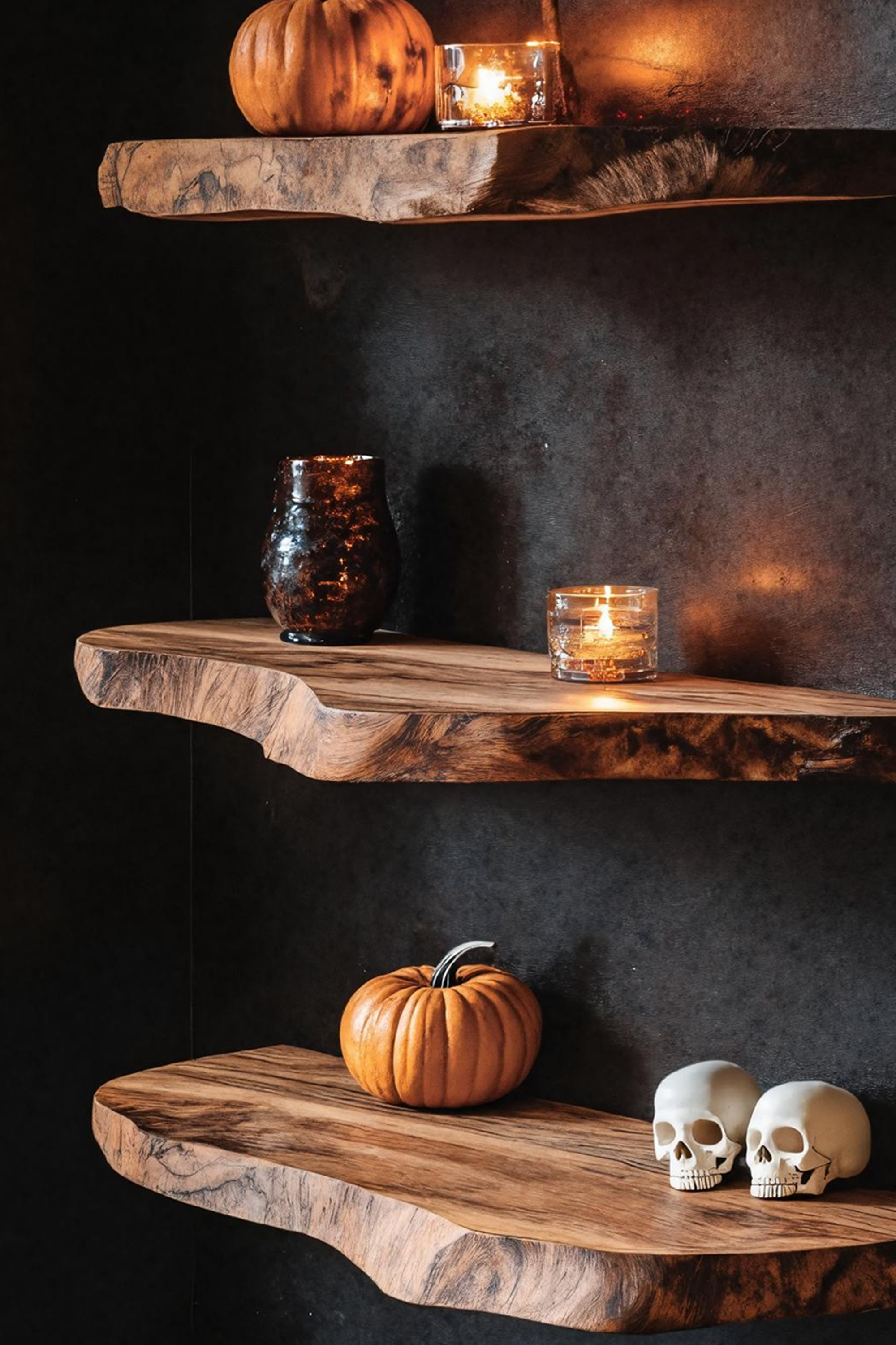 Rustic Wooden Floating Shelf For Living Room Warm Country Halloween Vibes SILDTTRHFL025