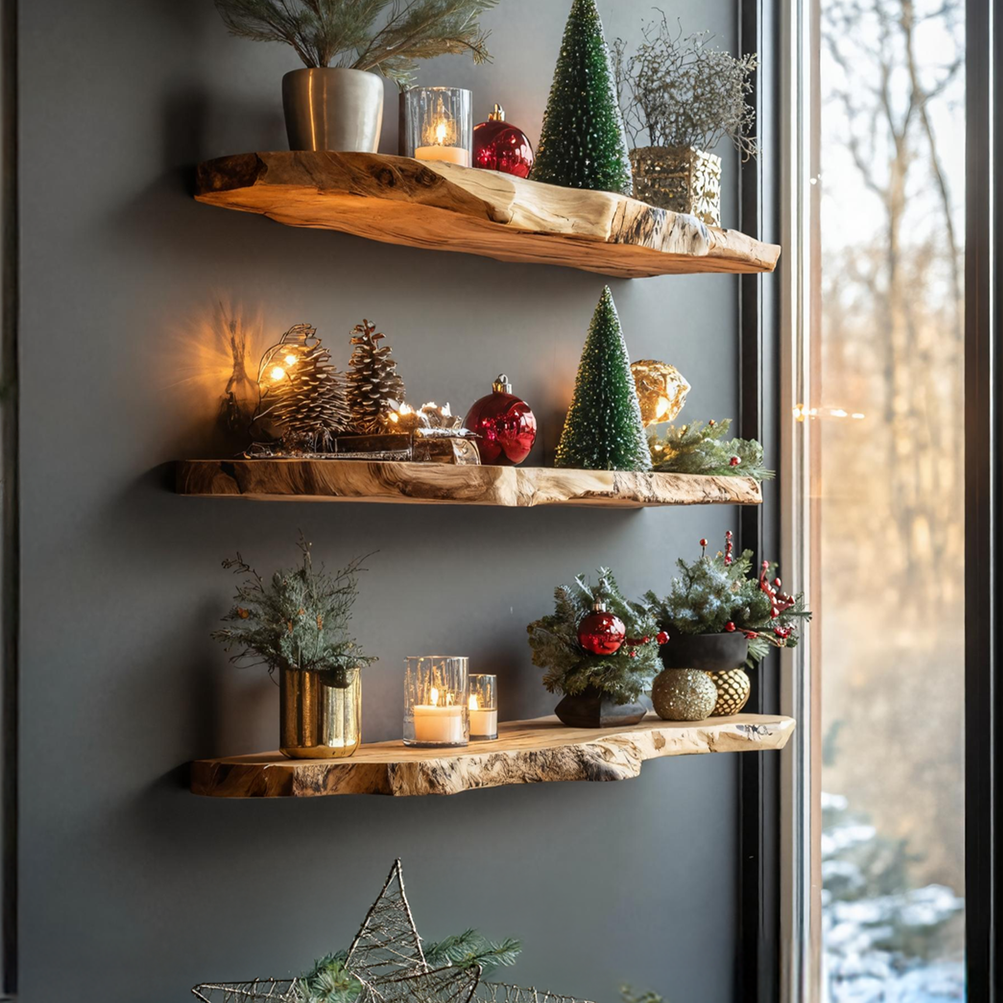 Farmhouse Live Edge Floating Shelf For Xmas Living Room Decoration SILDTTNCFL018