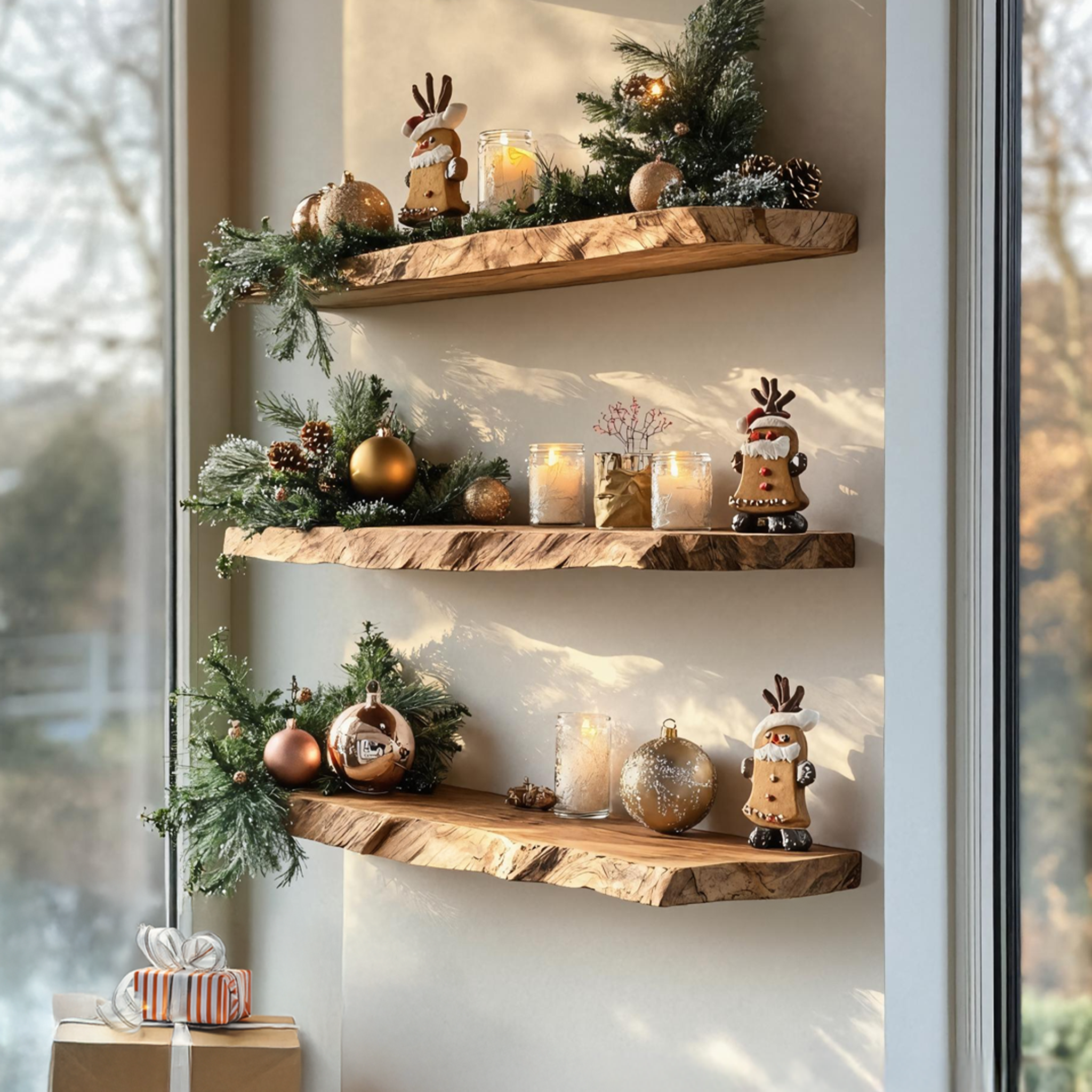 Modern Wooden Floating Shelf For Cozy Christmas Furniture Decoration SILDTTNCFL044