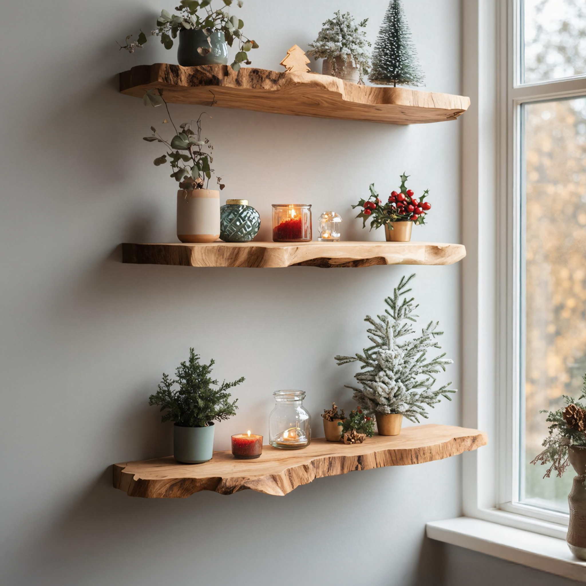 Farmhouse Wooden Floating Shelf For Holiday Living Room Furniture SILDTTNCFL026