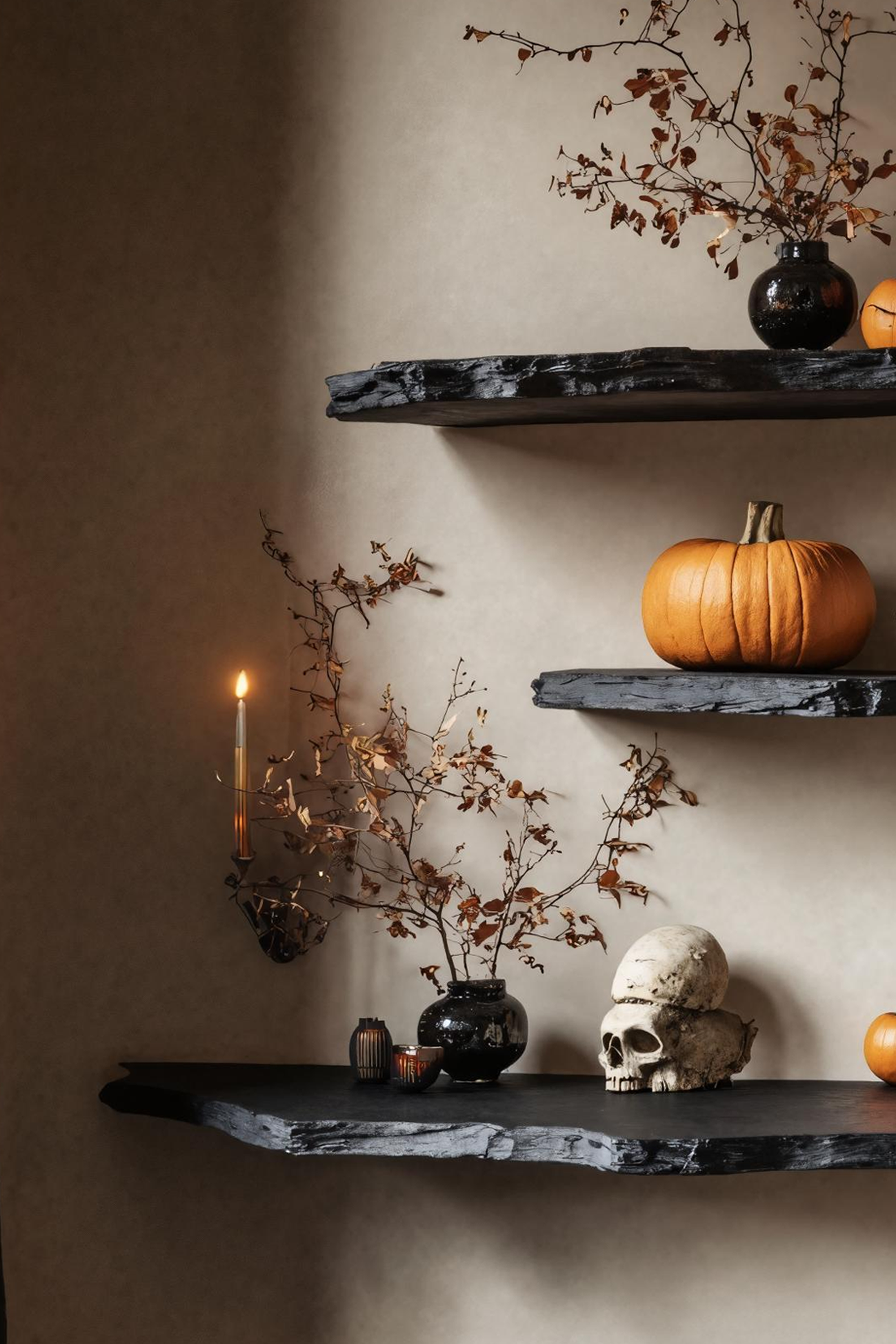 Rustic Wooden Floating Shelf For Living Room Warm Country Halloween Vibes SILDTTRHFL013
