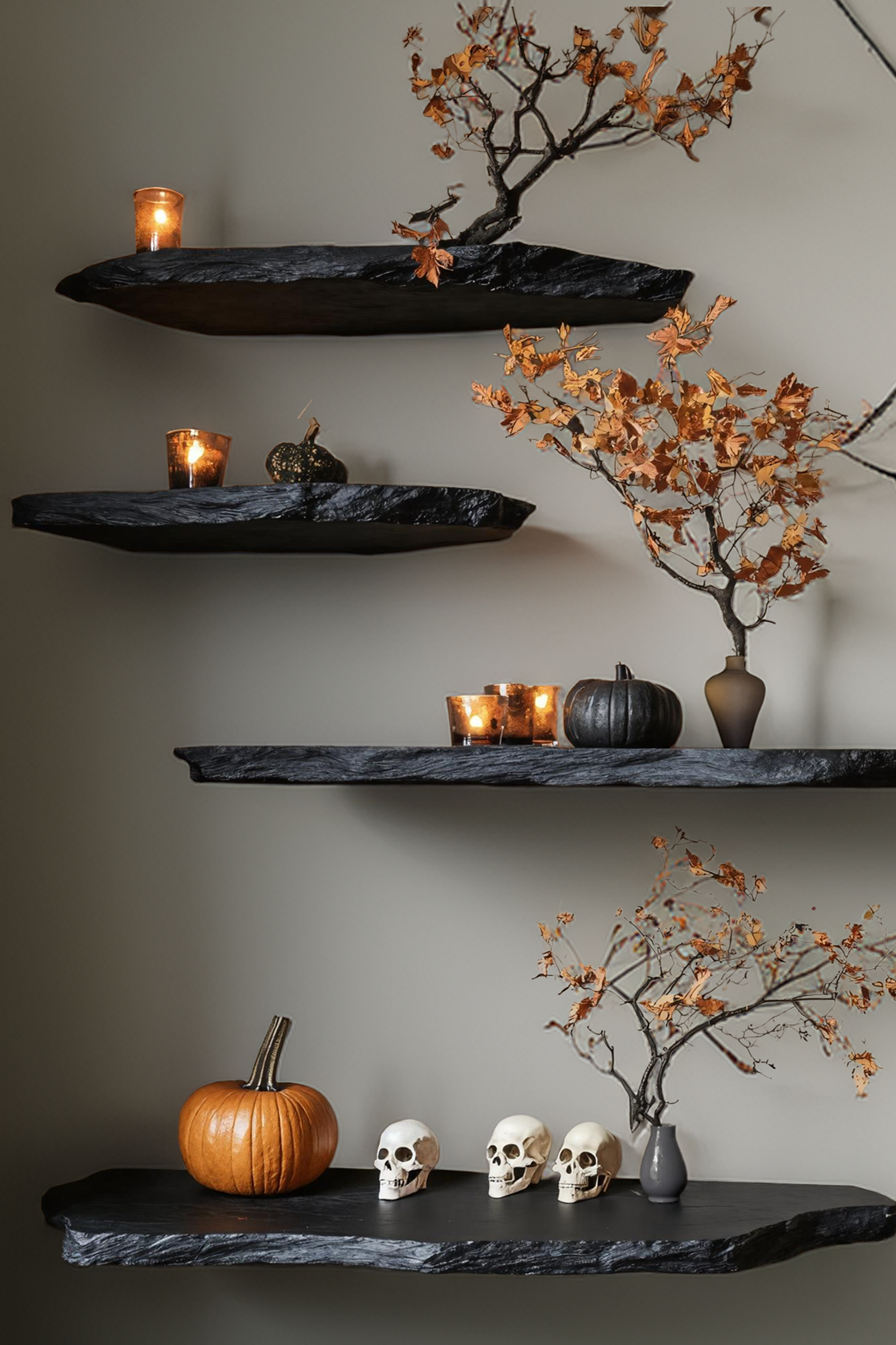 Rustic Wooden Floating Shelf For Bedroom Halloween Decor Farmhouse Style SILDTTRHFL009