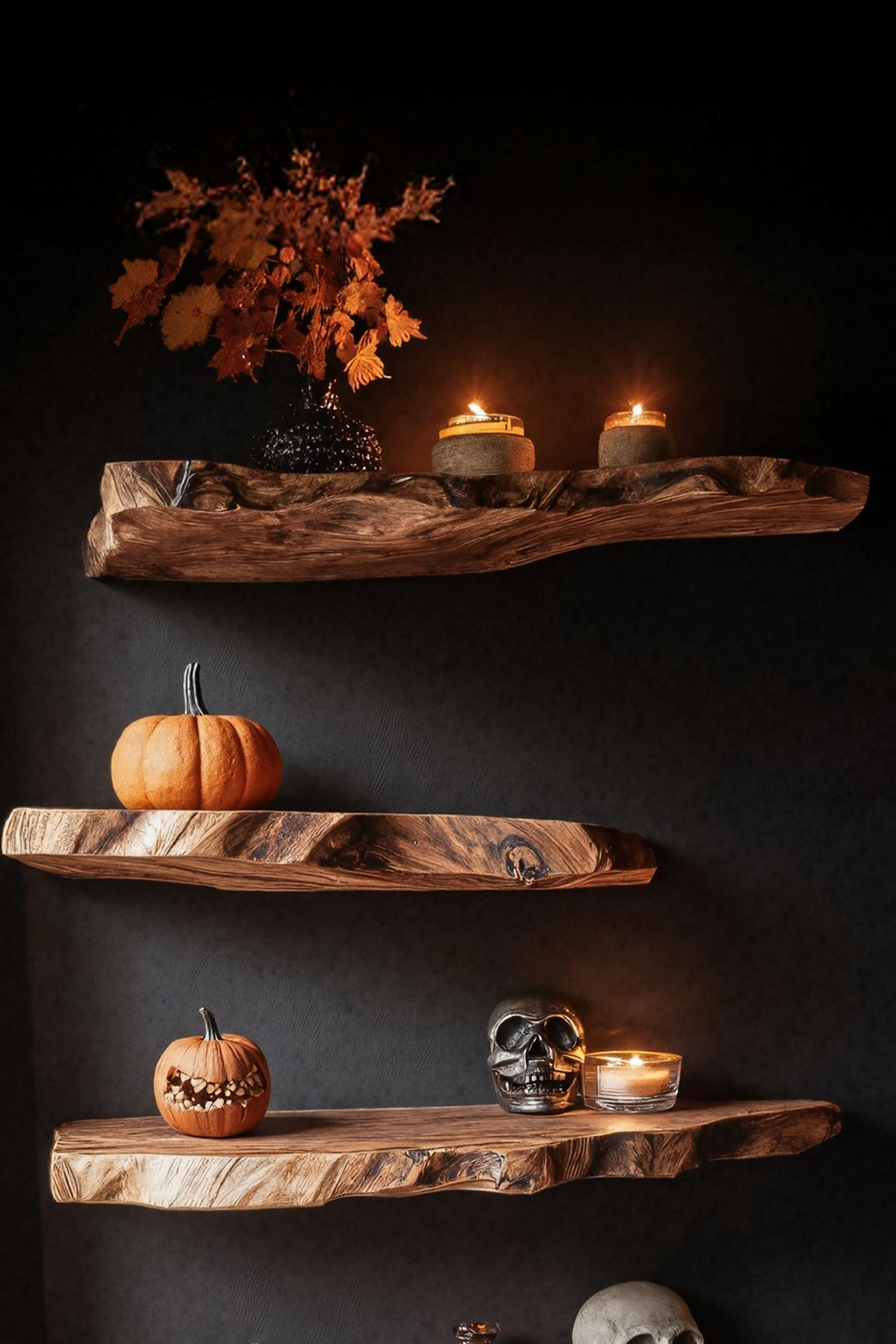 Farmhouse Solid Wood Shelf For Bedroom Cozy And Warm Halloween Decoration SILDTTRHFL001