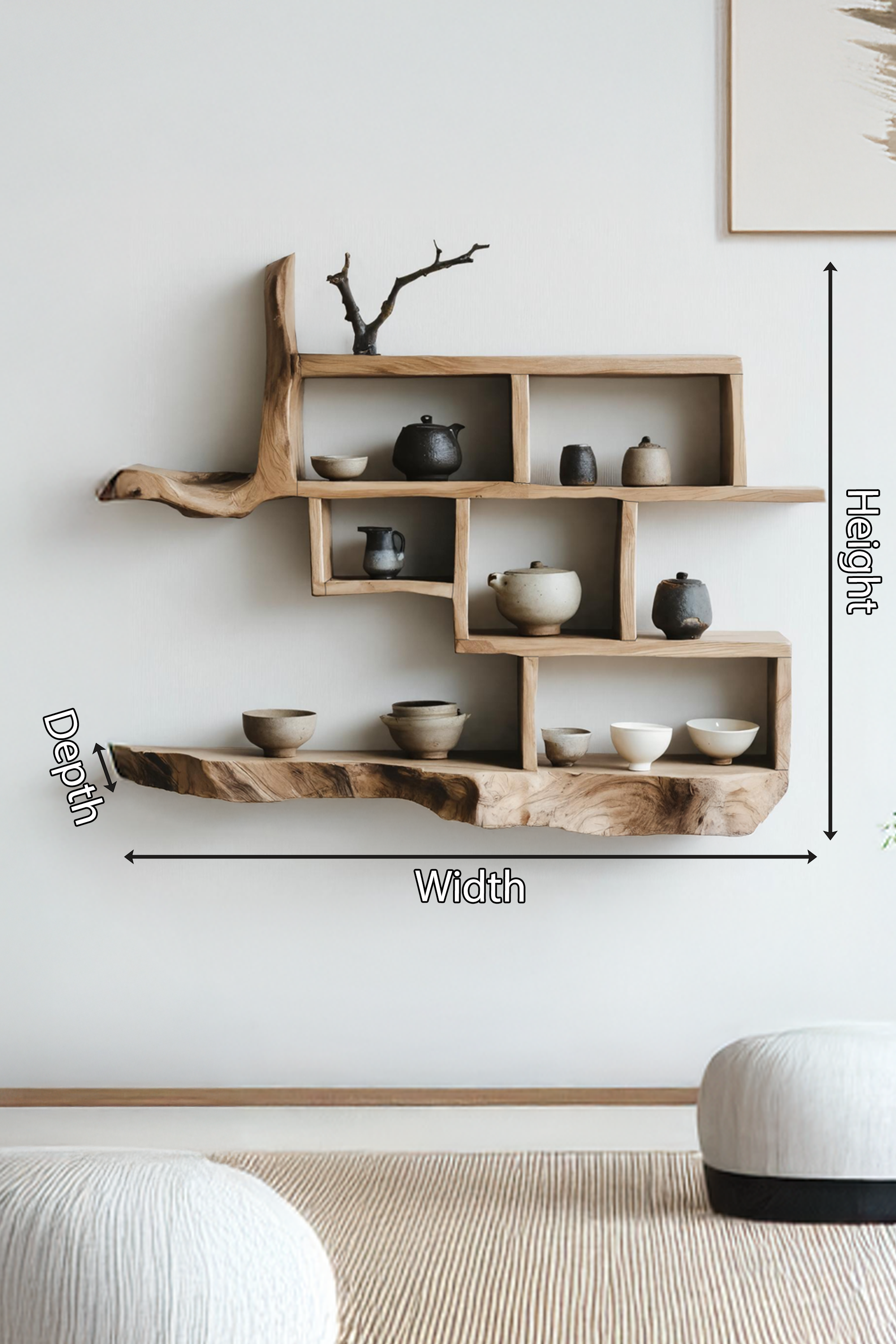 Mid Century Live Edge Floating Shelf For Bedroom Decor SILDTTNWMS009