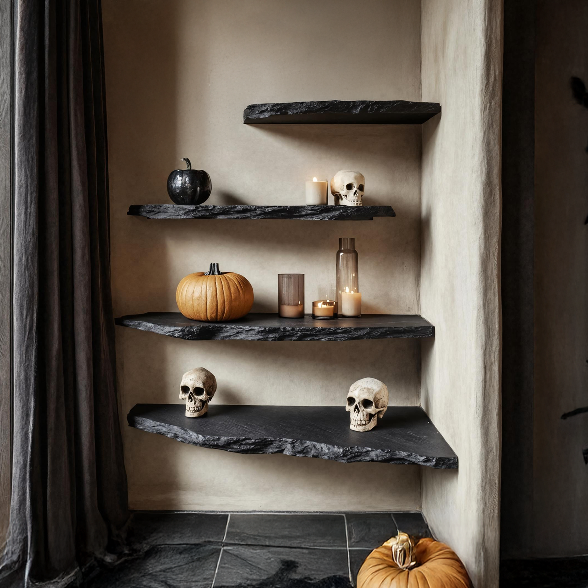 Mid Century Wooden Floating Shelf For Entryway Design Halloween Organization SILDTTRHFL008