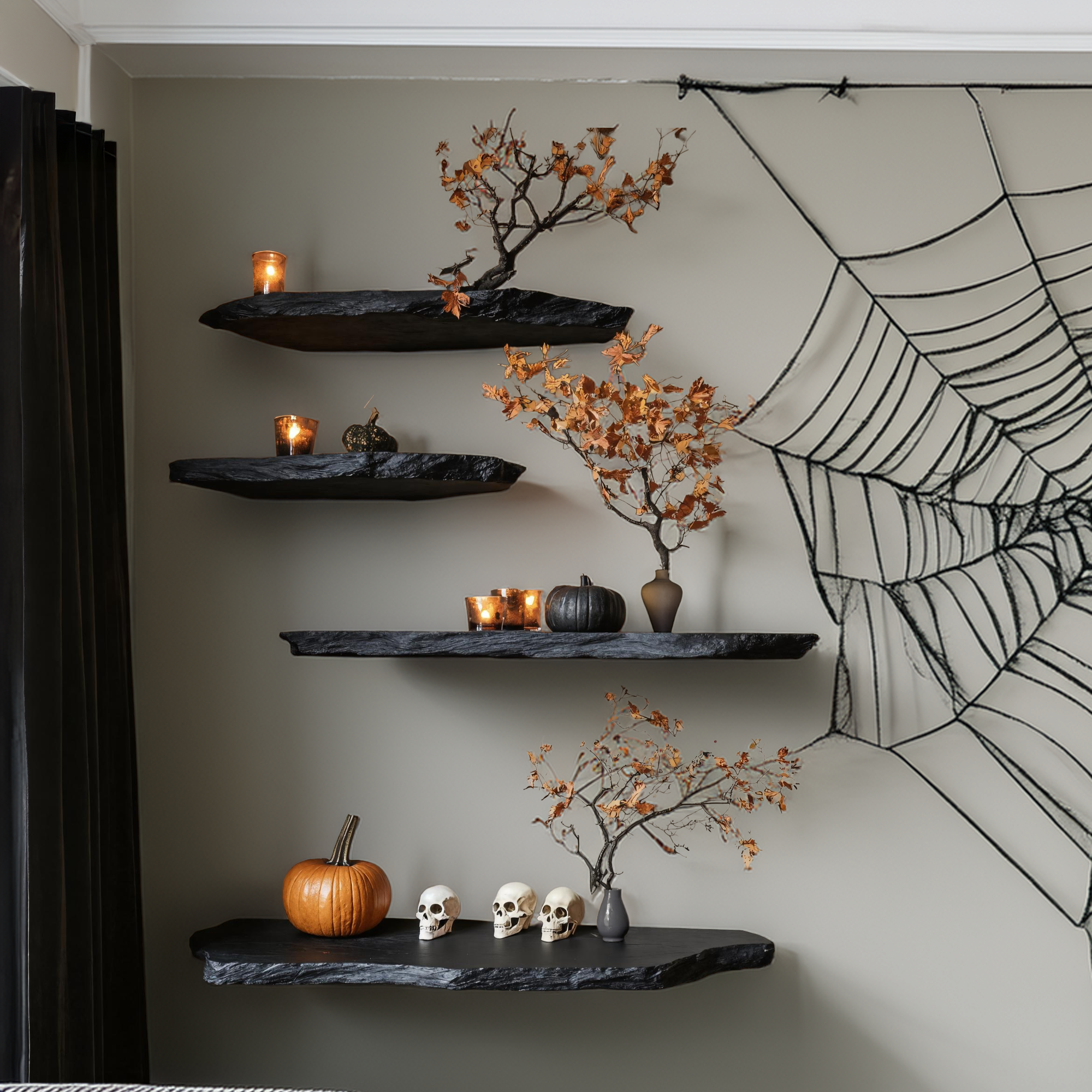 Rustic Wooden Floating Shelf For Bedroom Halloween Decor Farmhouse Style SILDTTRHFL009