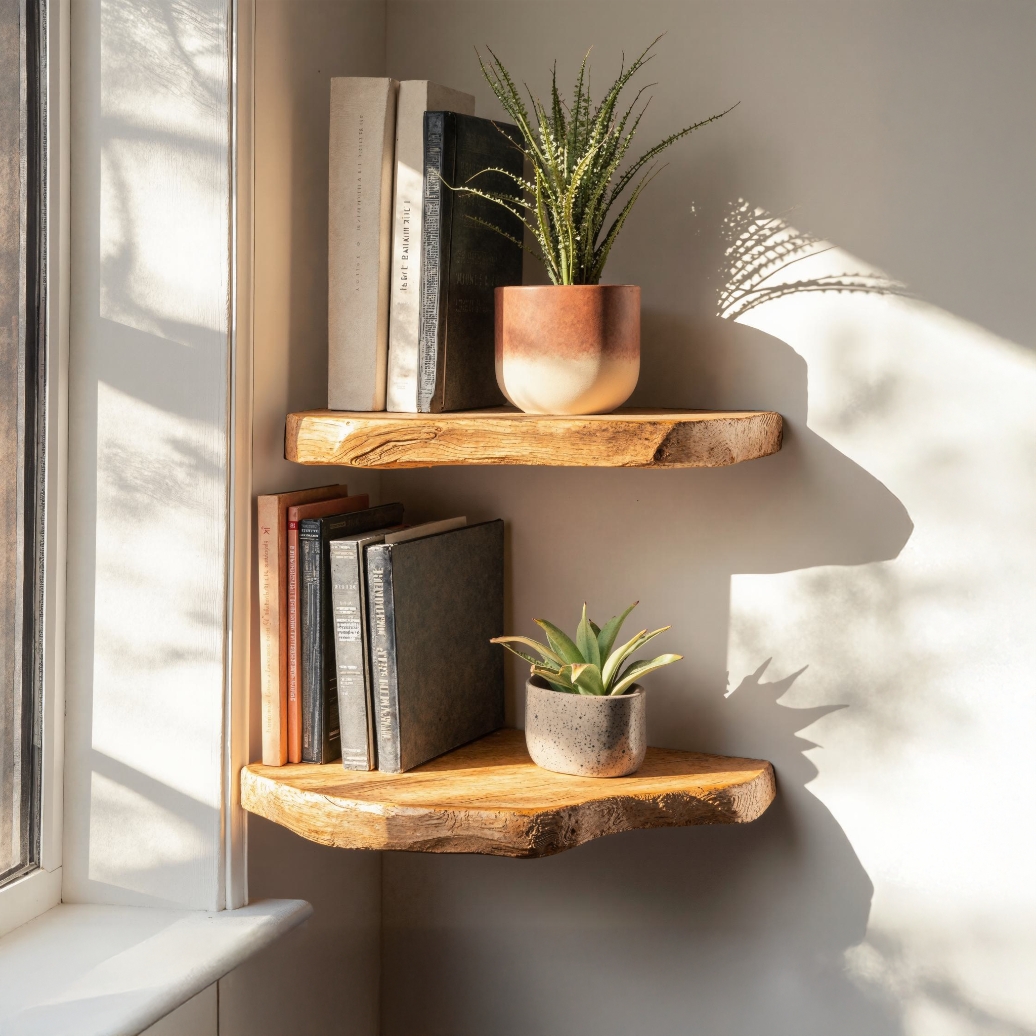 Rustic Wooden Floating Corner Shelves For Dining Room SILDTCN048