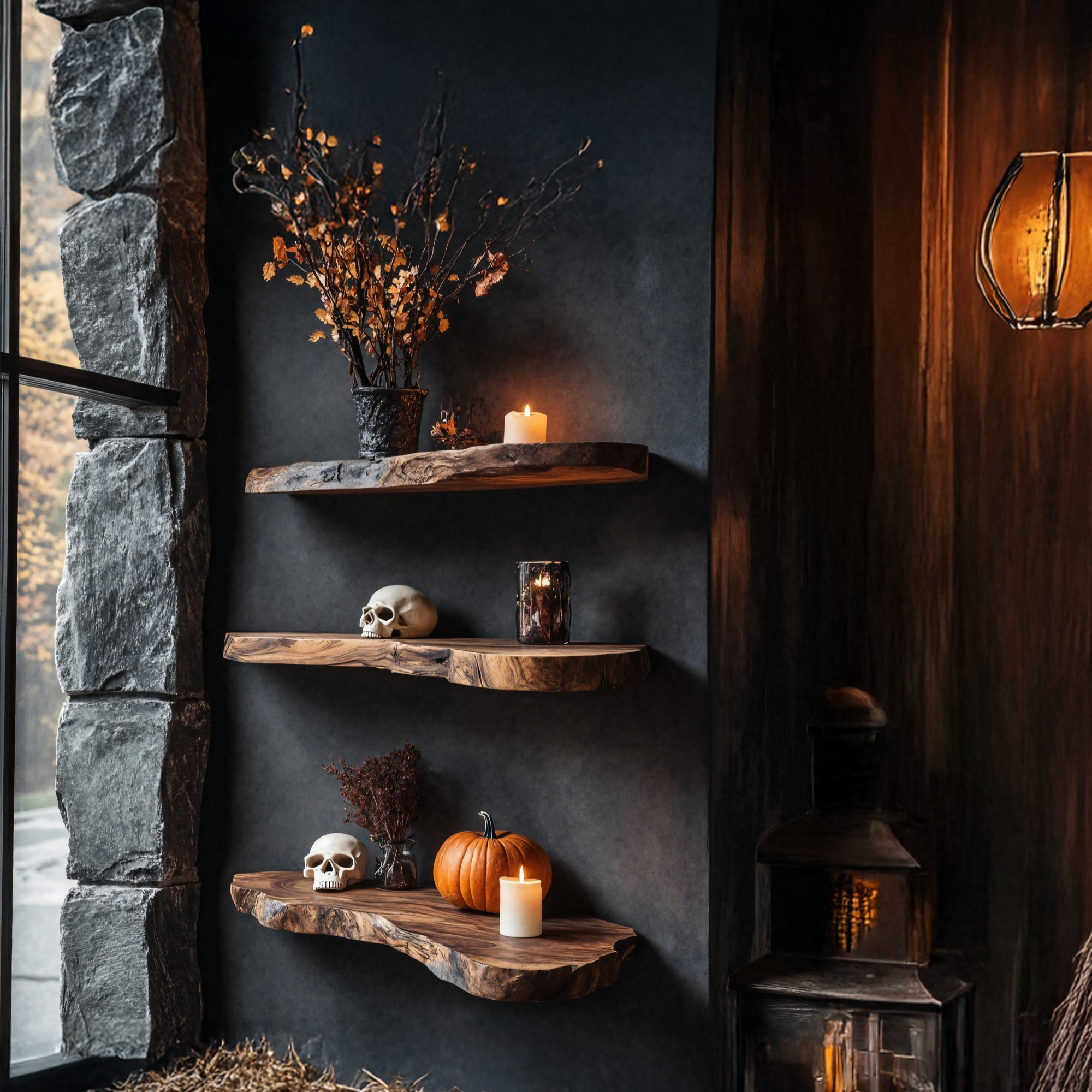 Farmhouse Wooden Floating Shelf For Bedroom Cozy Halloween Wall Decor SILDTTRHFL005