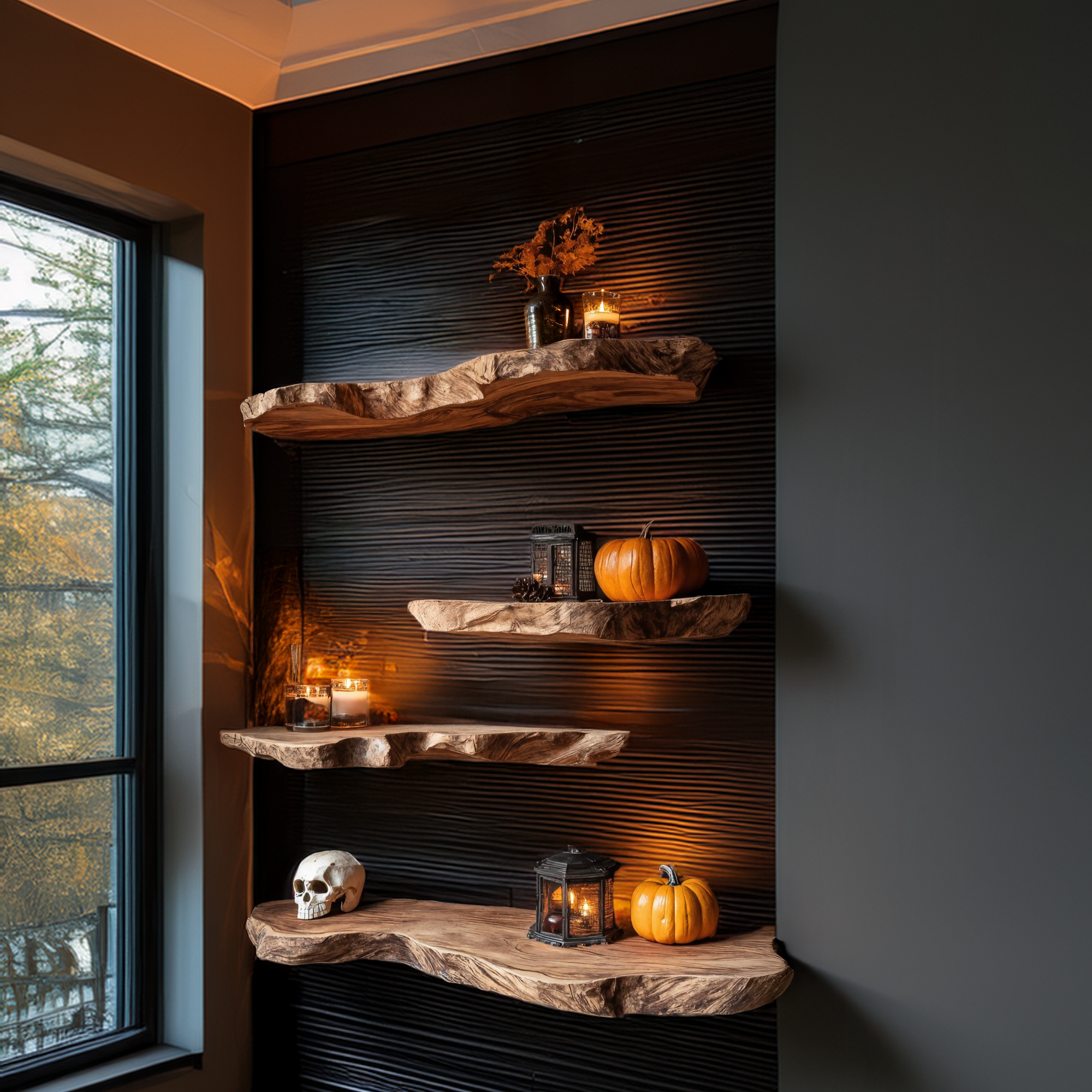 Rustic Wooden Floating Shelf For Furniture Decor And Halloween Wall Storage SILDTTRHFL021