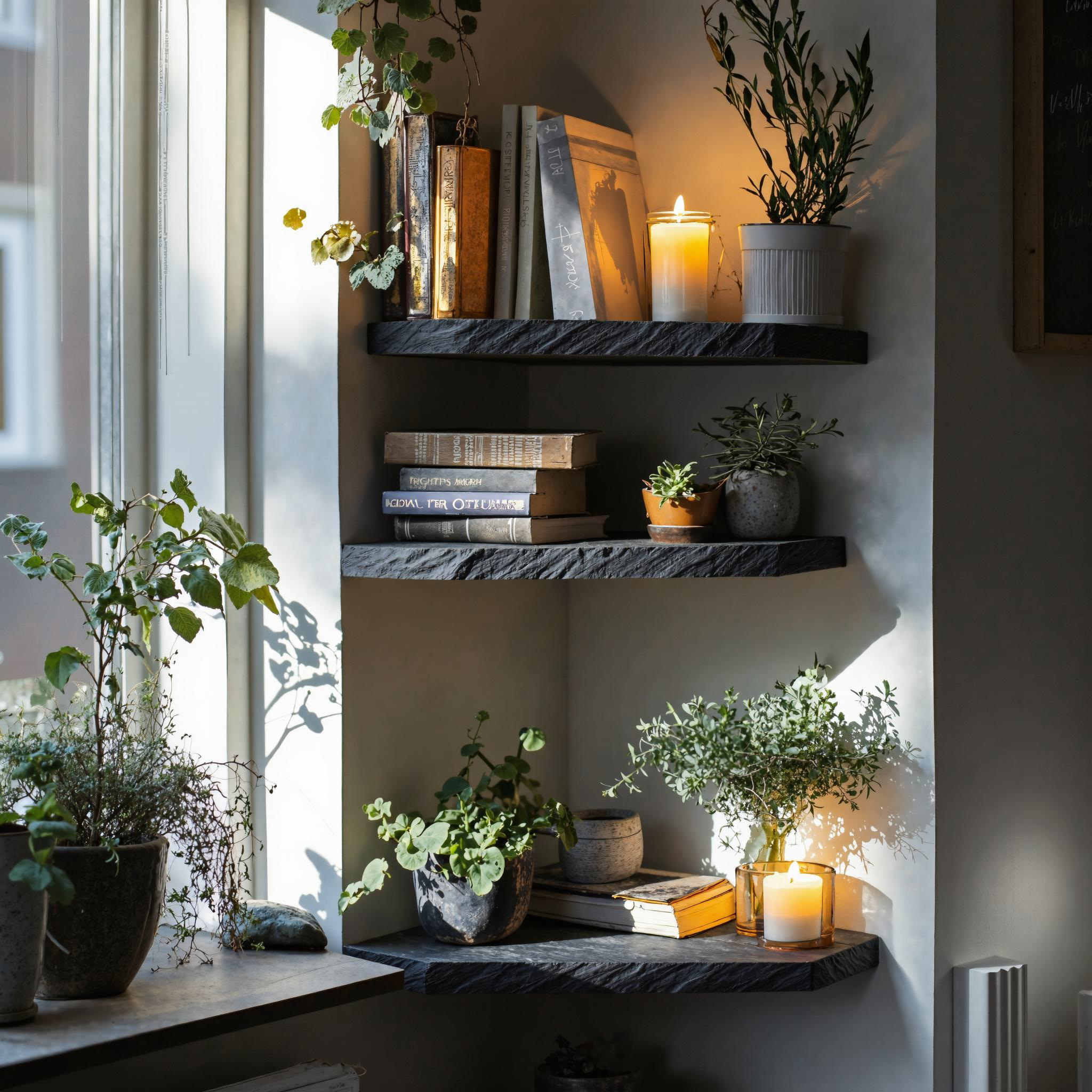 Handcrafted Black Corner Shelves Wall Shelves SILDTCN018