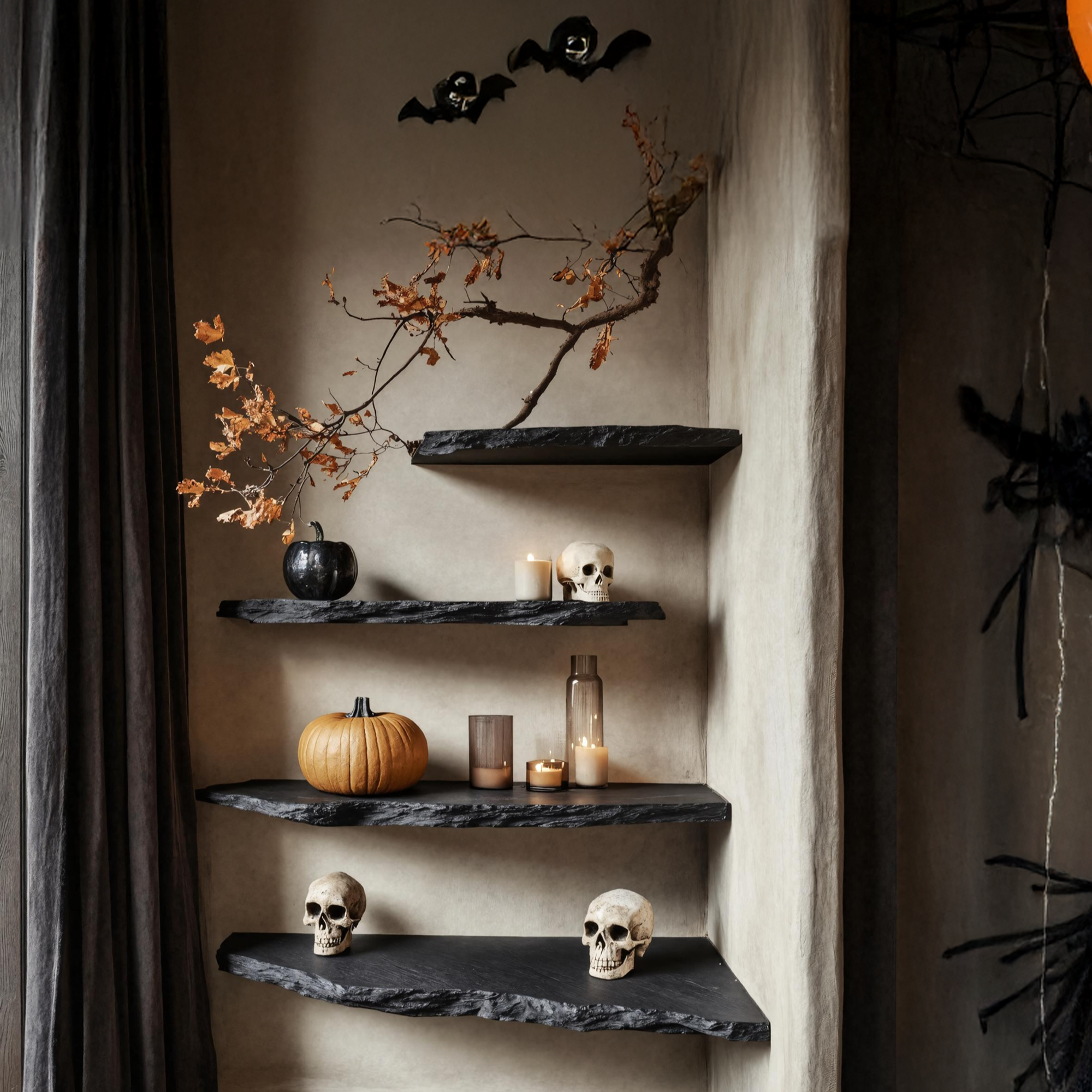 Mid Century Wooden Floating Shelf For Entryway Design Halloween Organization SILDTTRHFL008