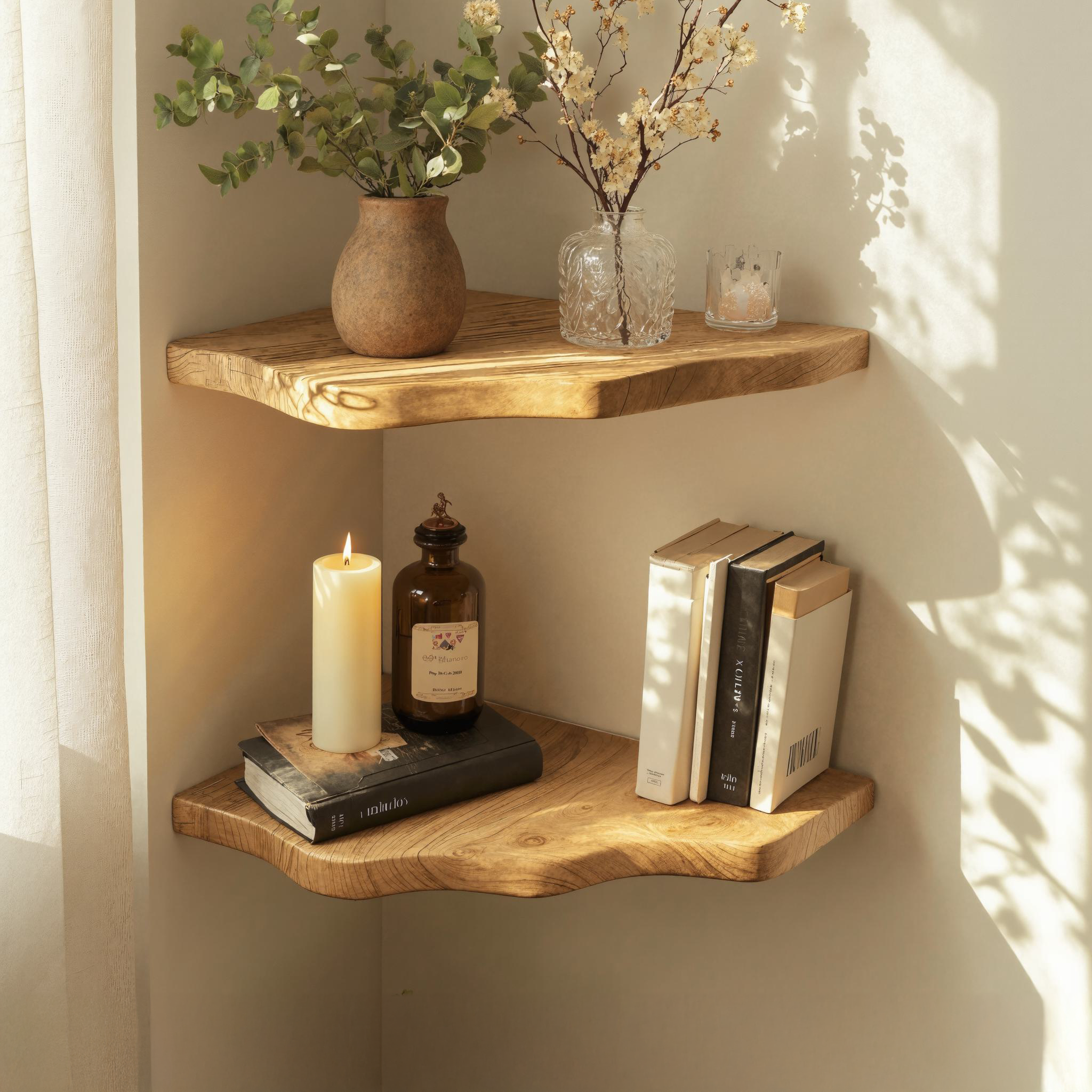 Custom Rustic Wooden Corner Shelves For Every Room SILDTCN057