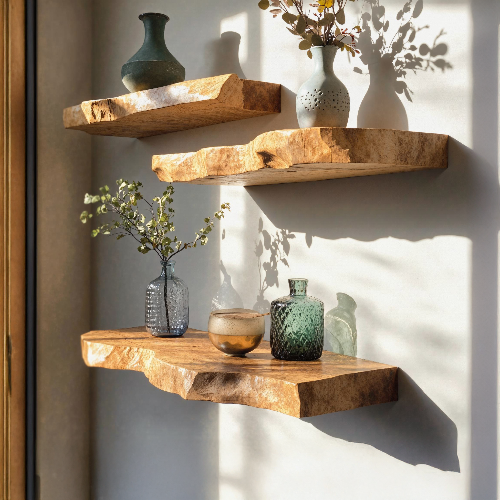 Rustic Wooden Floating Shelf With Live Edge for Entryway Decor SILDTFL135