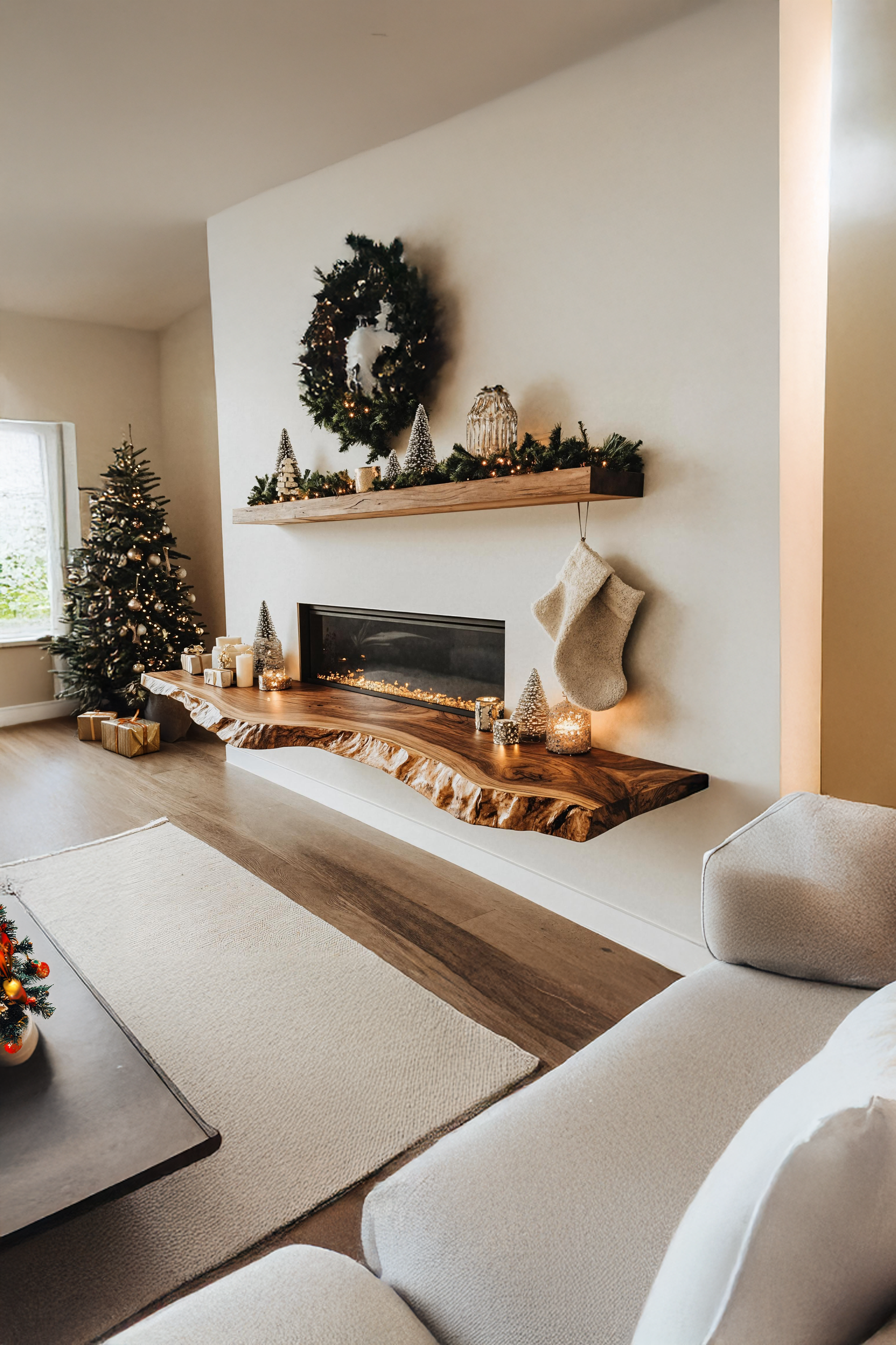 Handcrafted Solid Wood Live Edge Floating Shelf For Bedroom Design SILDTTRCFL010