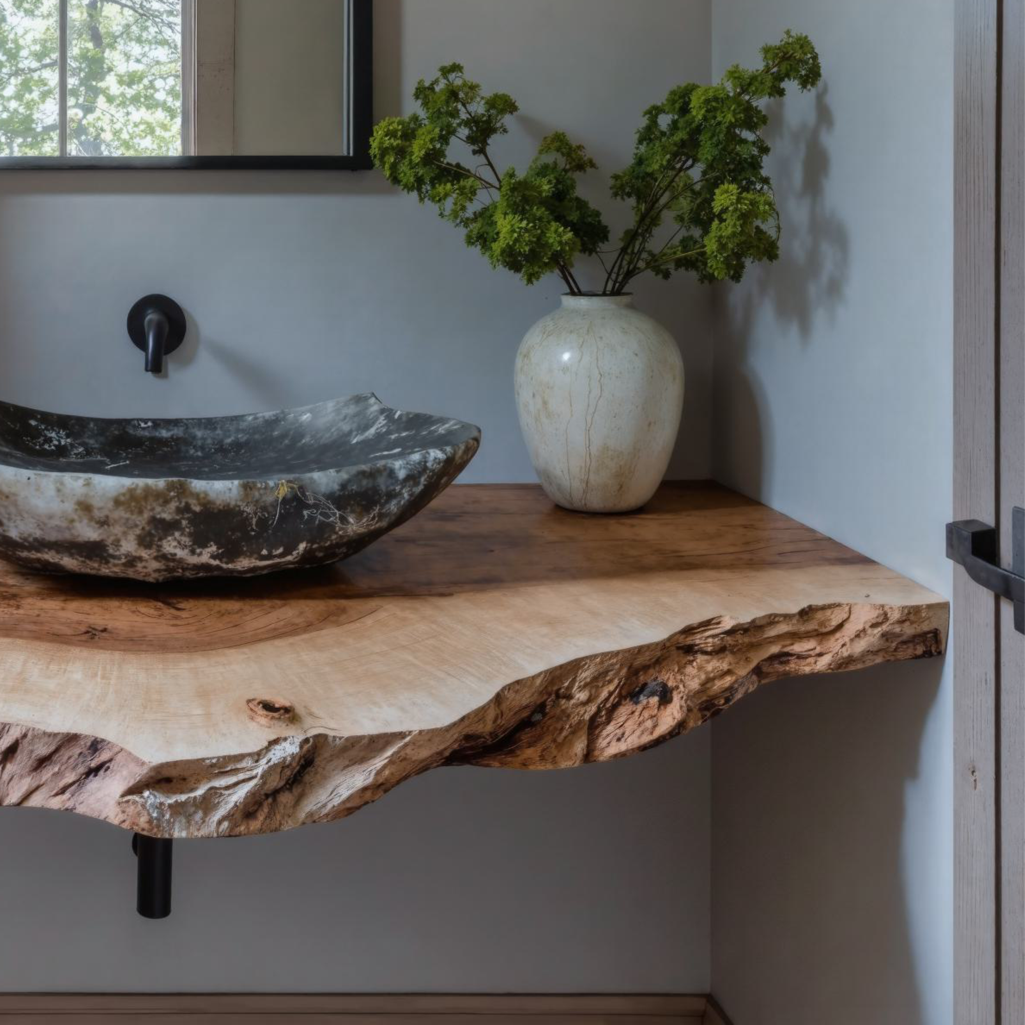 Natural Rustic Bathroom Vanity Floating Shelves For Cozy Spaces SILDTBRV114