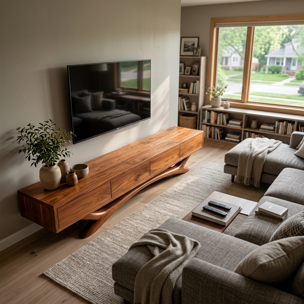 Modern TV Cabinet Curved Based Design For Living Room Furniture RTTHTTTVC053