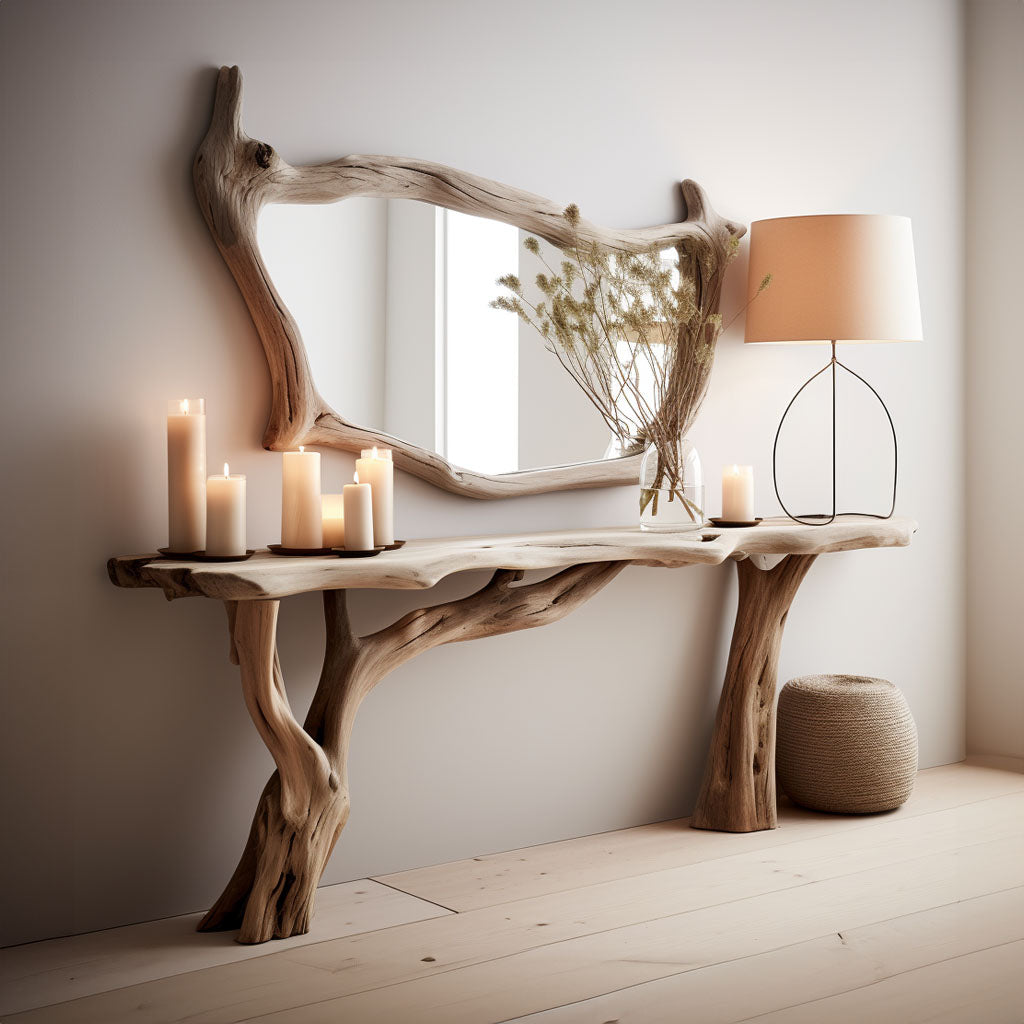 Narrow Floating Wood Side Table For Farmhouse Interiors SILDTCS007