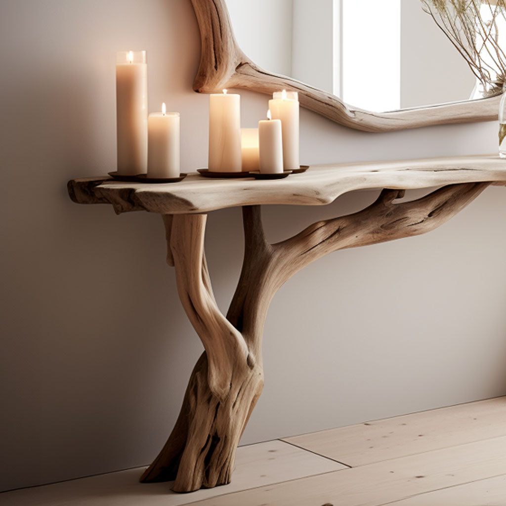 Narrow Floating Wood Side Table For Farmhouse Interiors SILDTCS007