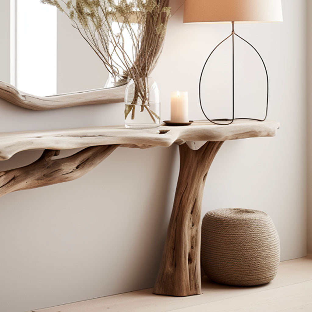 Narrow Floating Wood Side Table For Farmhouse Interiors SILDTCS007