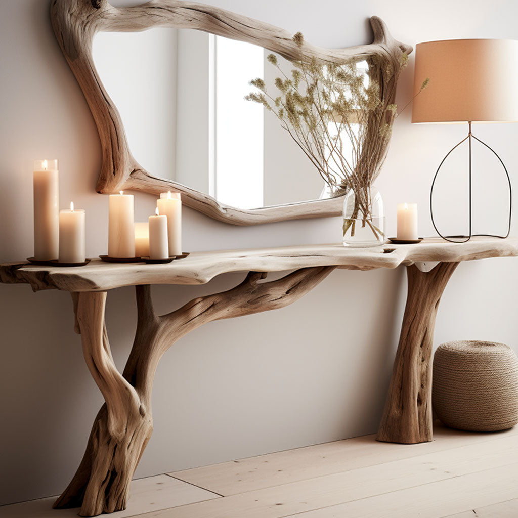 Narrow Floating Wood Side Table For Farmhouse Interiors SILDTCS007