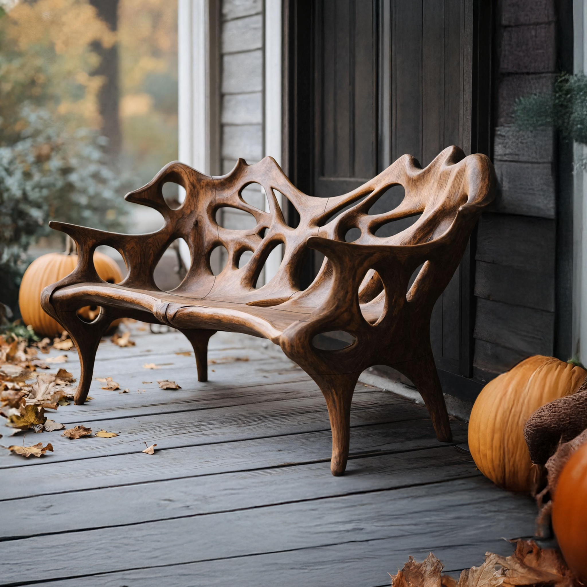 Handcrafted Solid Wood Halloween Bench For Outdoor Party Decor SILDTTNHOB007