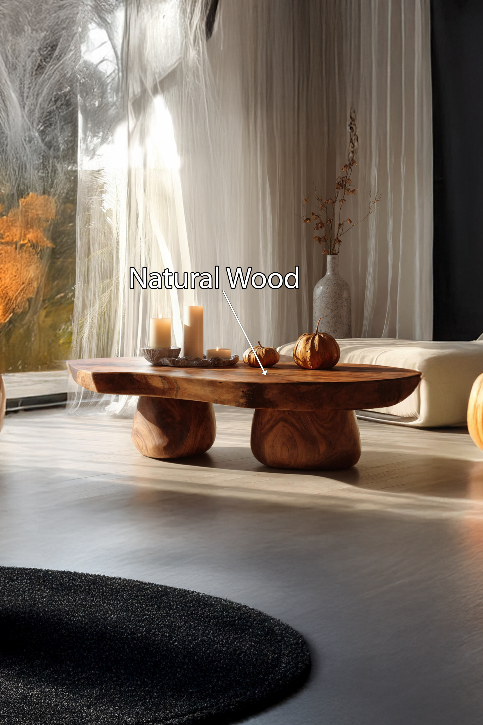 Handcrafted Wooden Live Edge Coffee Table Entryway Design Spooky Touch SILDTTNHCF021