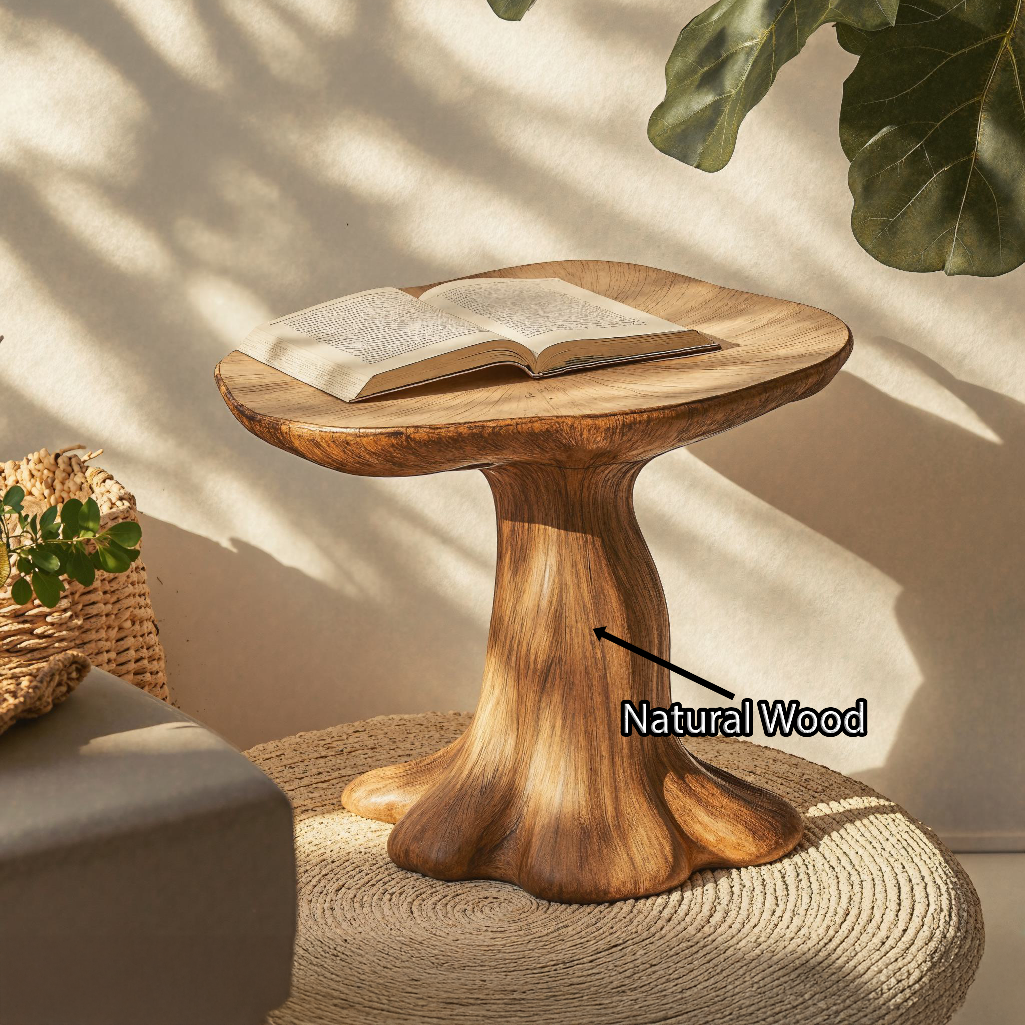 Farmhouse Wood Mushroom End Table For Living Area Country Vibes SILDTEN100