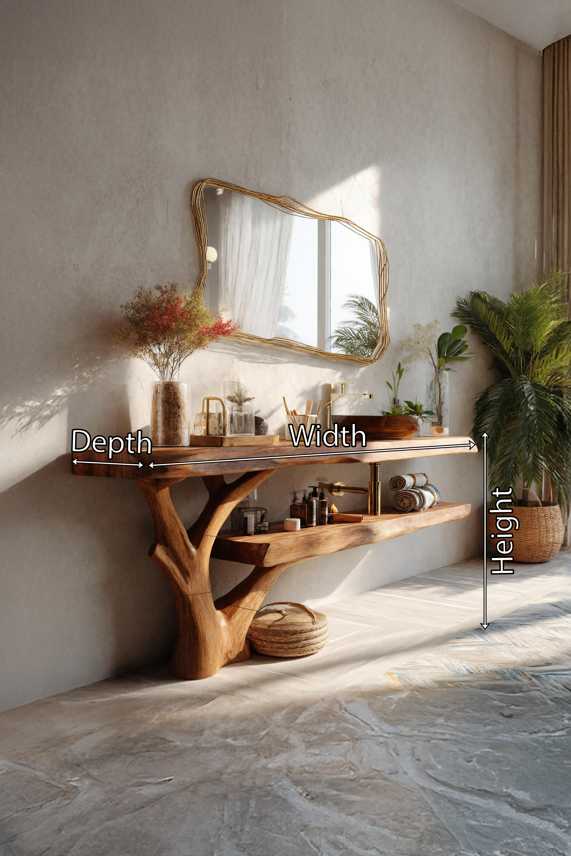 Handcrafted Wooden Live Edge Bathroom Vanity For Rustic Home Interior Design SILDTTRBRV080