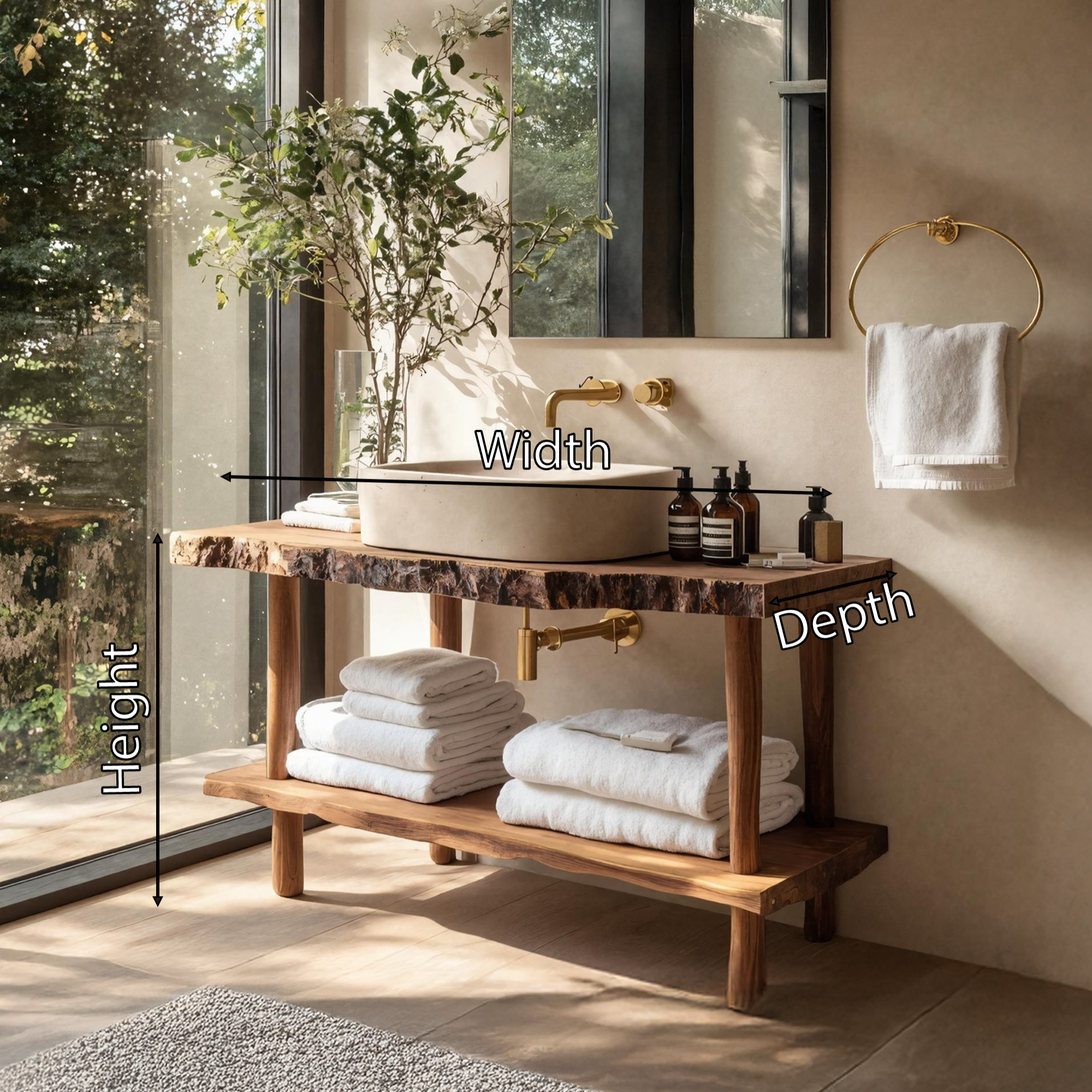 Mid Century Wooden Vanity For Bathroom Furniture Decor SILDTTRBRV034