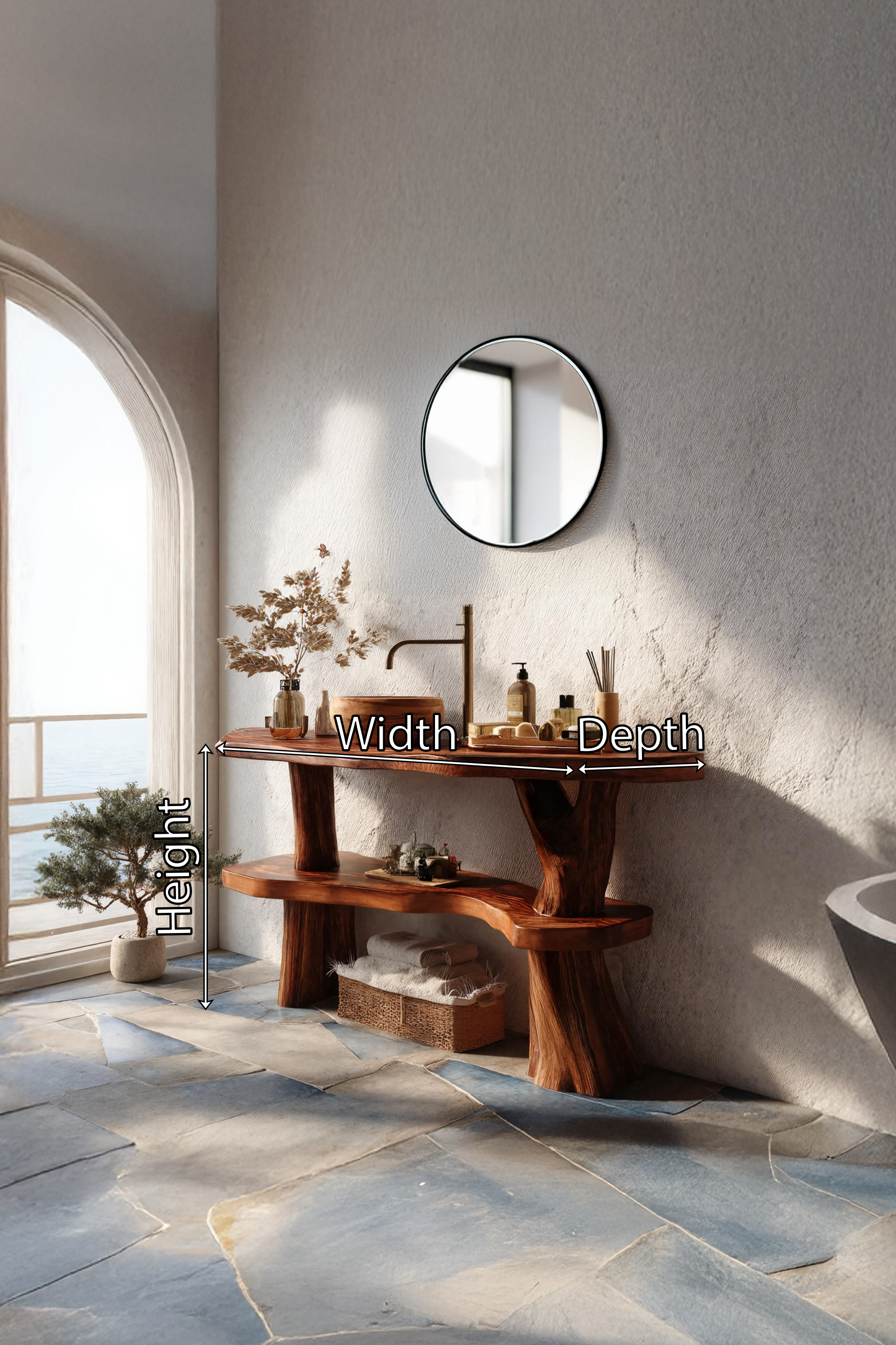 Handcrafted Wooden Live Edge Bathroom Vanity For Bathroom Interior SILDTTRBRV096