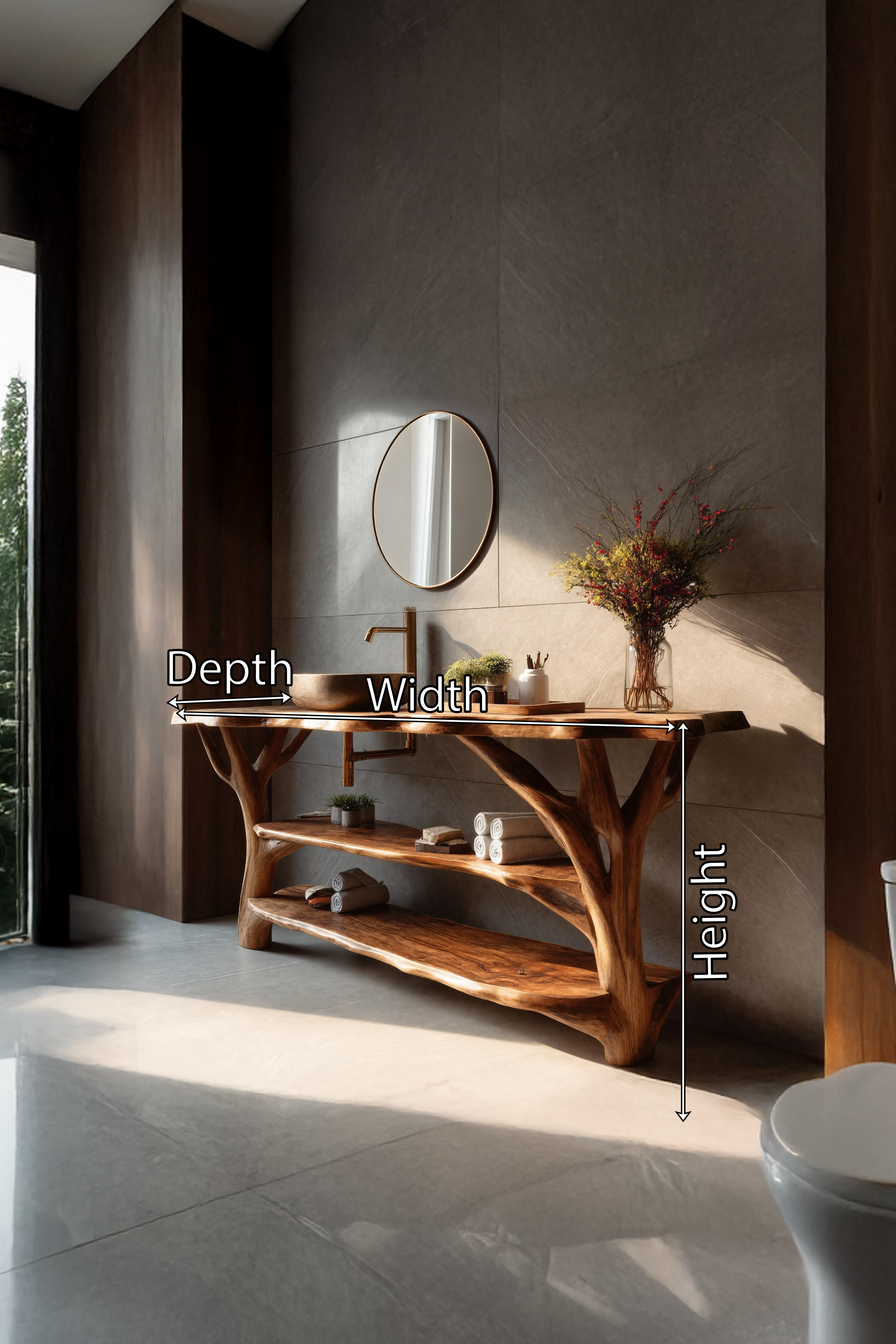 Farmhouse Wooden Live Edge Bathroom Vanity For Farmhouse Home Bathroom SILDTTRBRV067