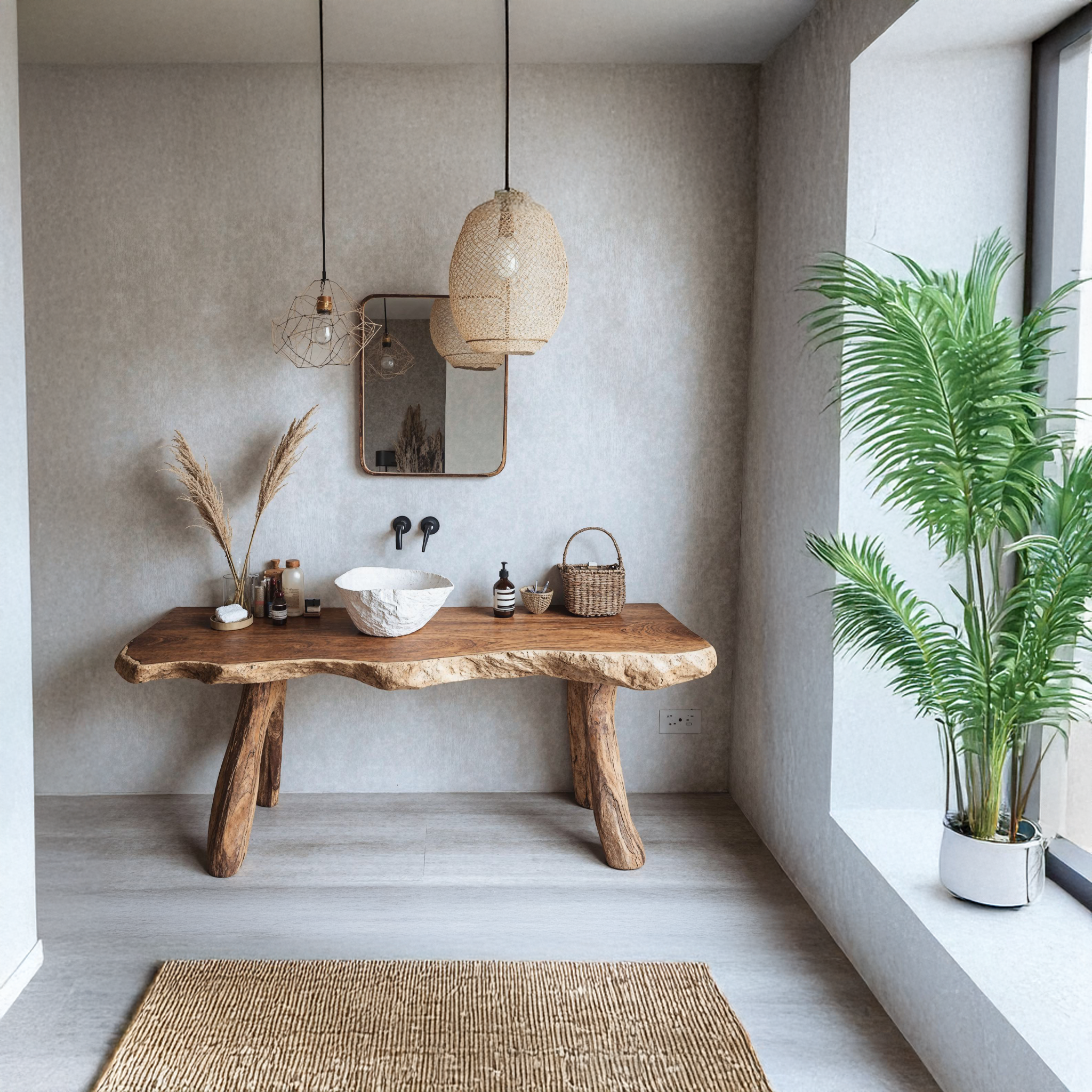 Handcrafted Wooden Bathroom Vanity With Floating Design SILDTBRV106