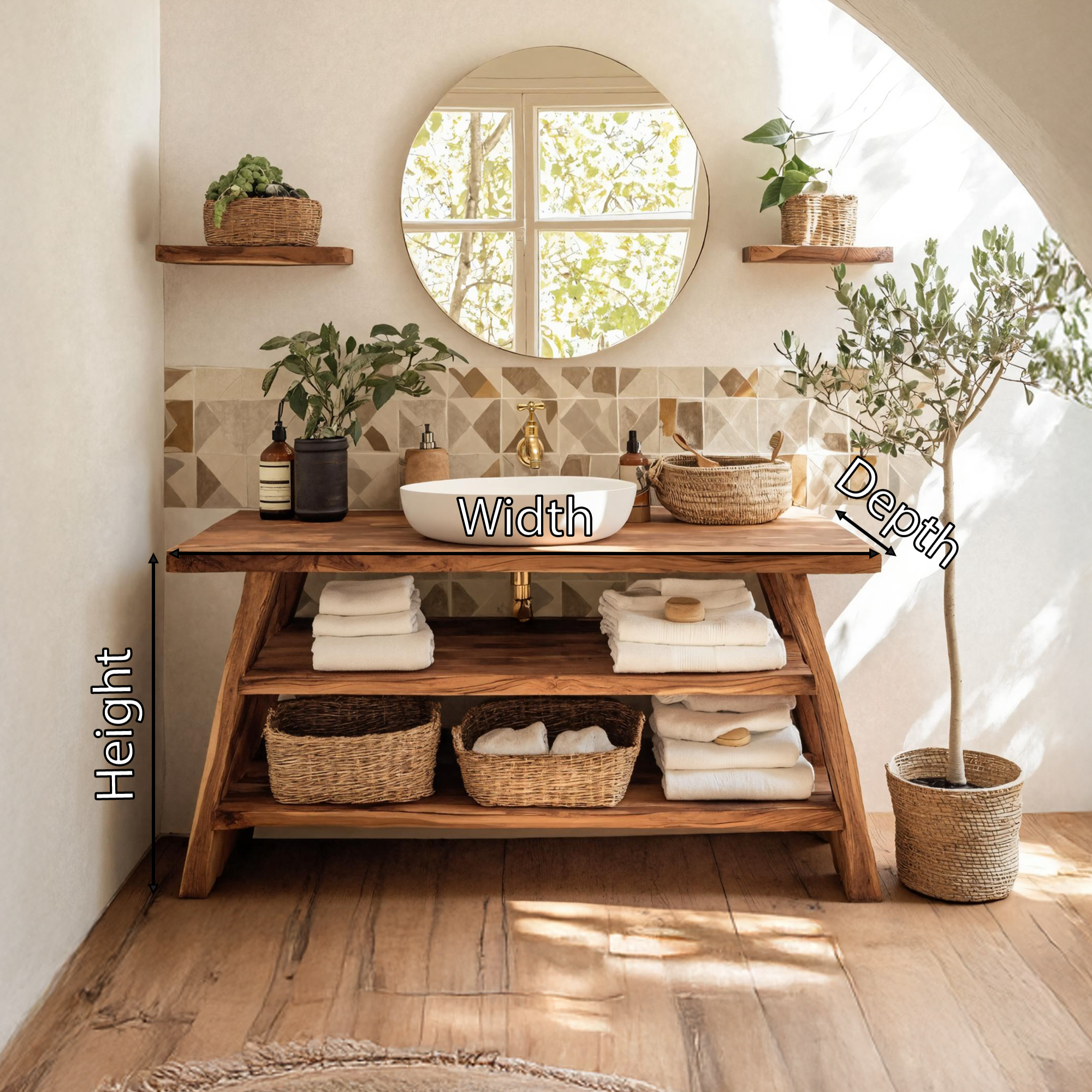 Farmhouse Bathroom Furniture With Wooden Vanity Design SILDTTRBRV046