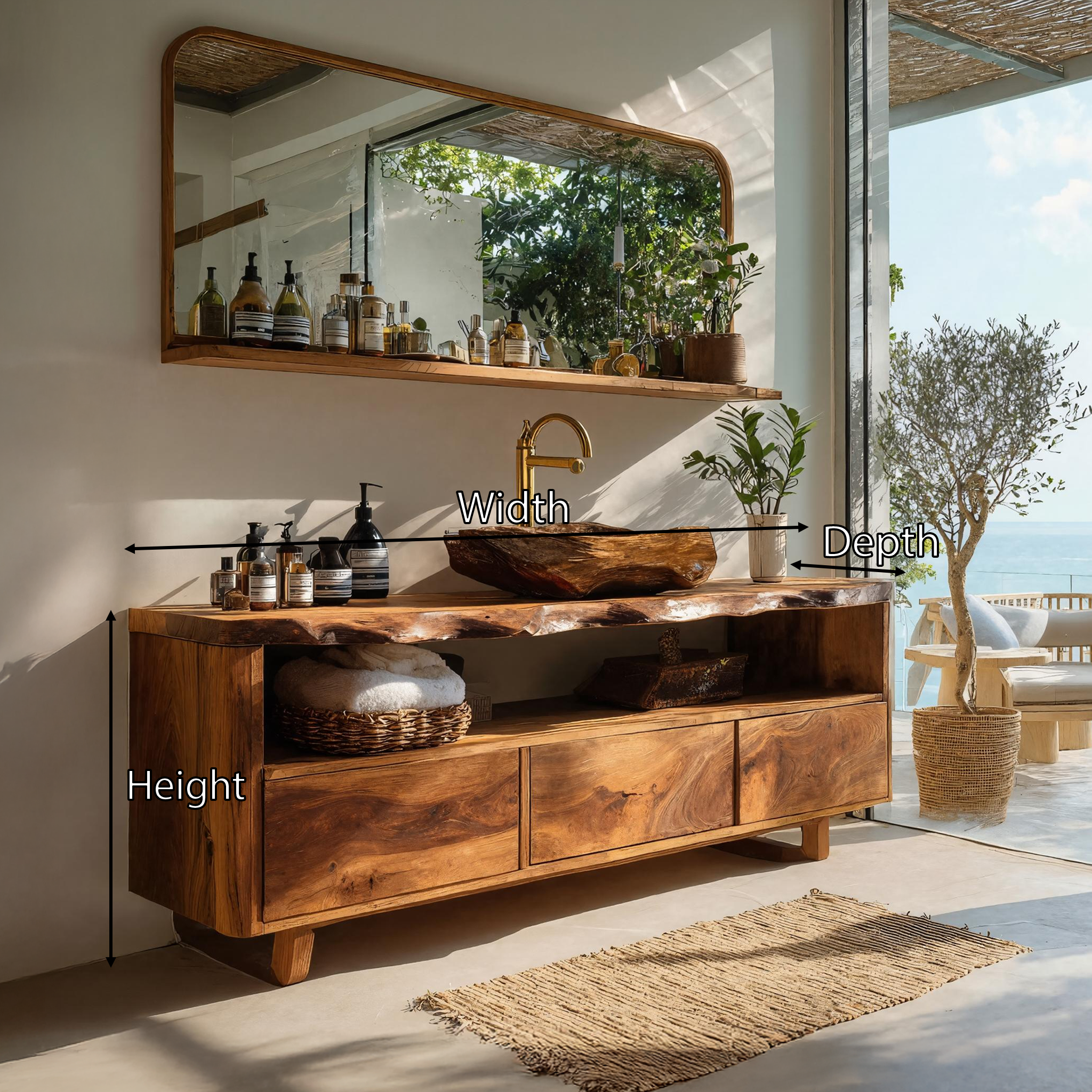 Mid Century Wooden Vanity For Bathroom Wall Mount SILDTTRBRV022