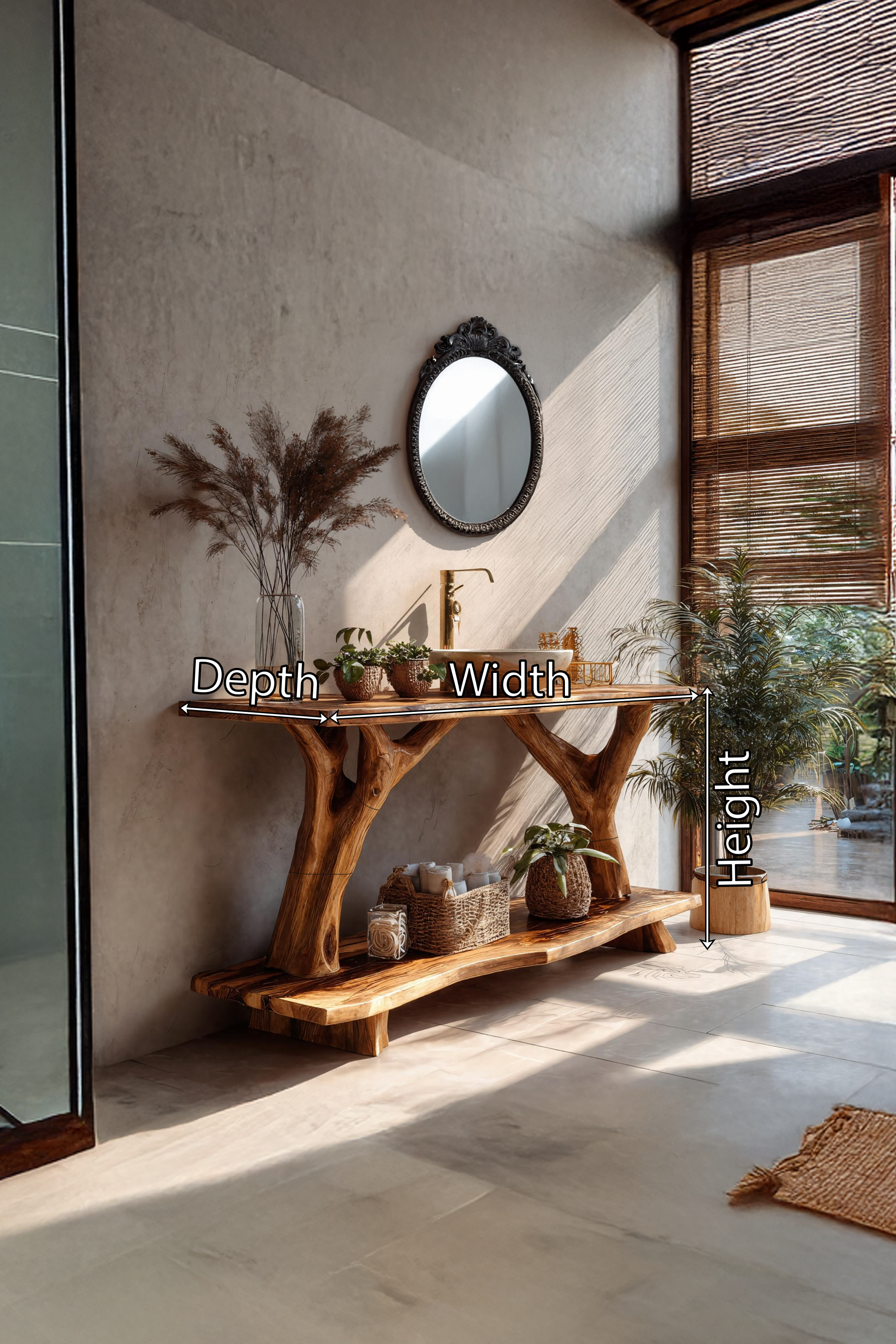 Farmhouse Wooden Live Edge Bathroom Vanity For Country Bathroom Interior SILDTTRBRV091