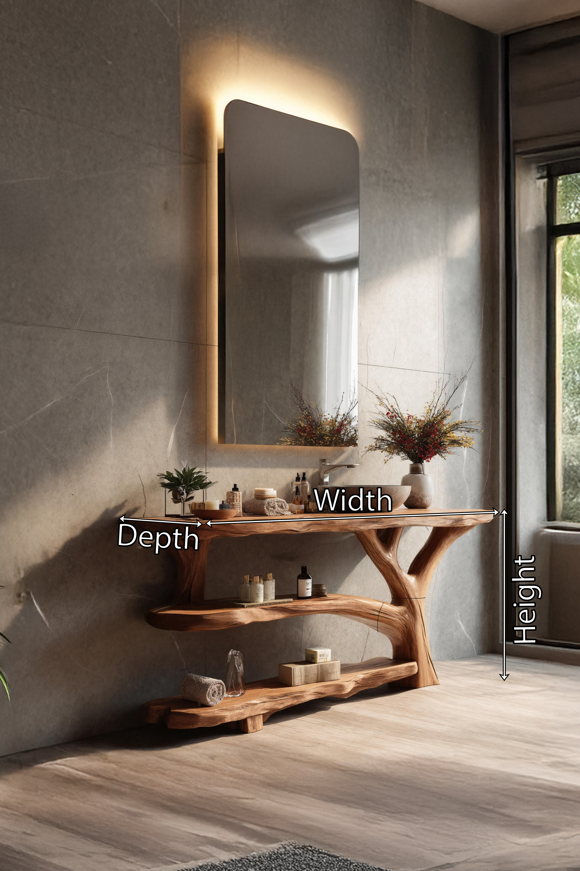 Handcrafted Live Edge Tree Trunk Vanity For Stylish Bathroom Home Furniture SILDTTRBRV065