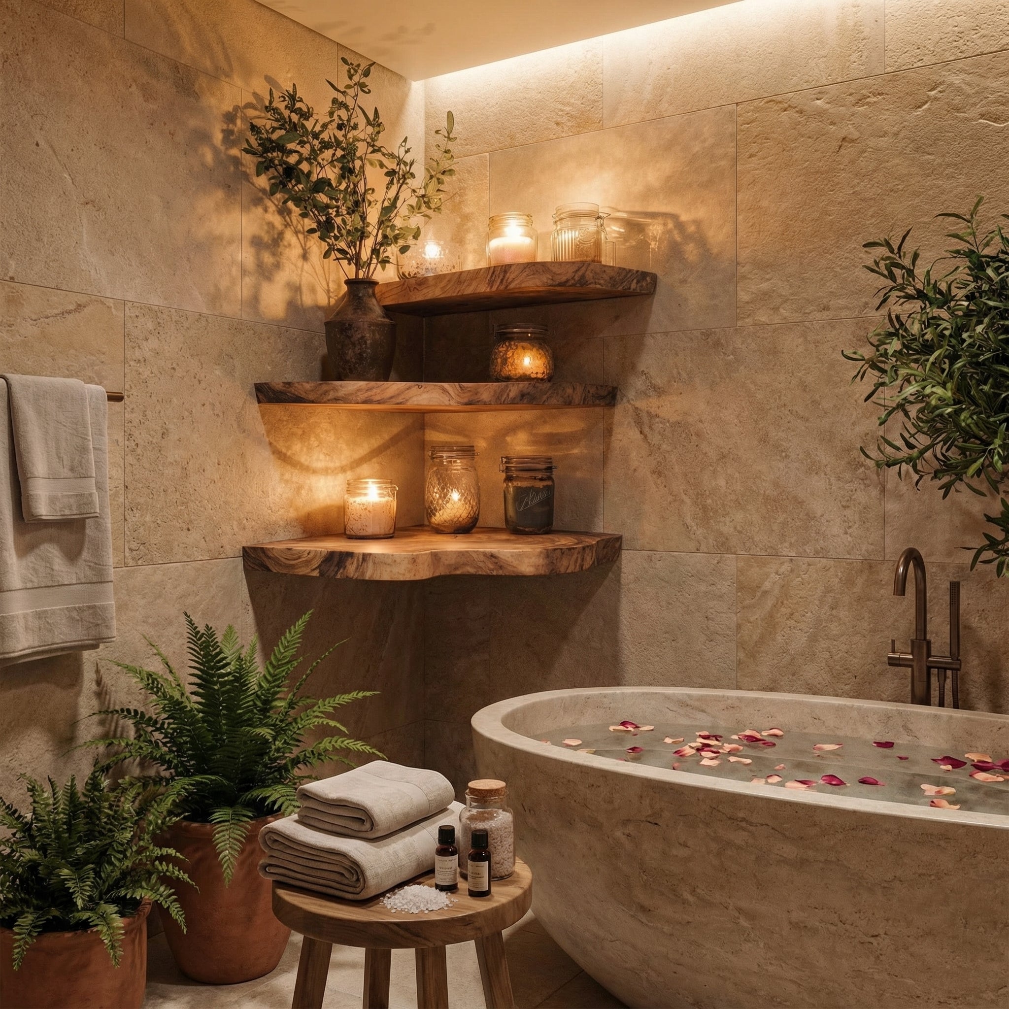 Walnut Wood Shelving Unit Corner Floating Shelf SINLCN007