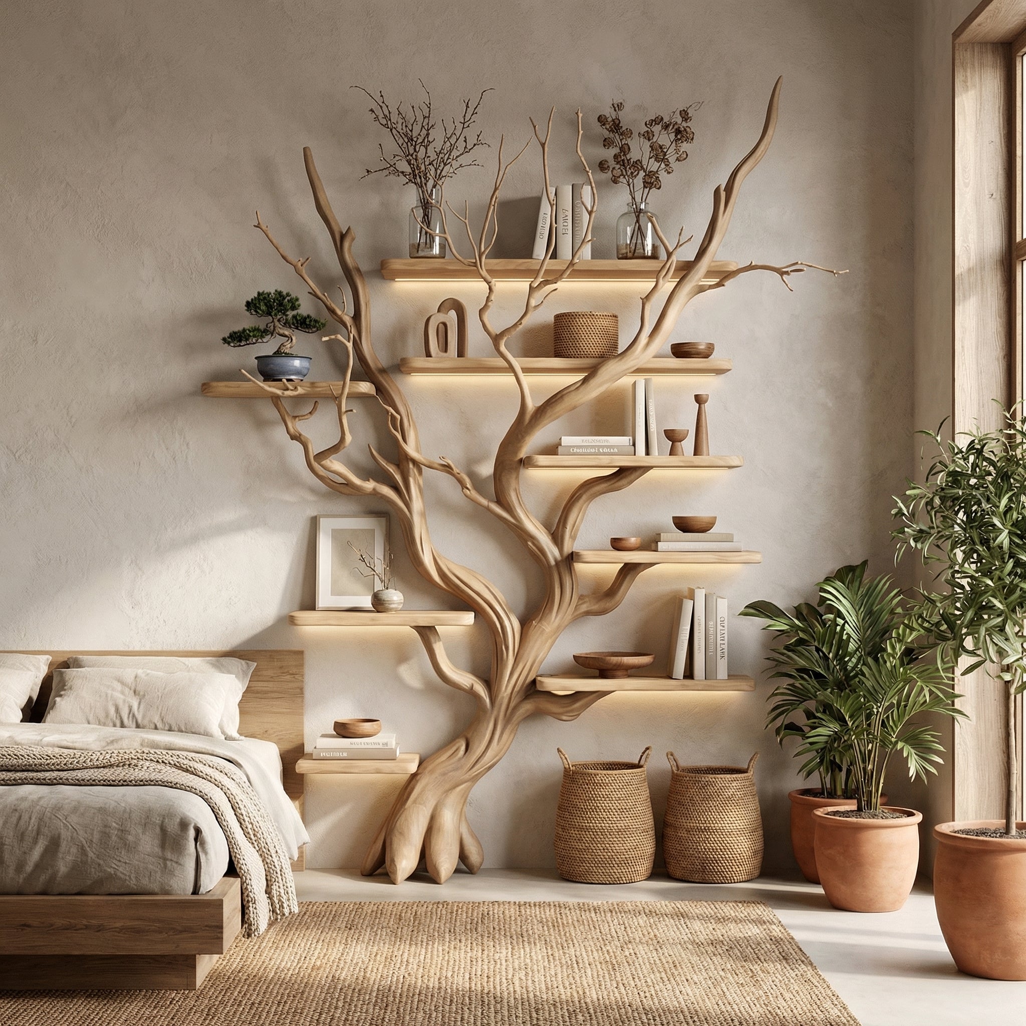 Tree Bookshelf Driftwood Branch Floating Bookshelf SINLTB071