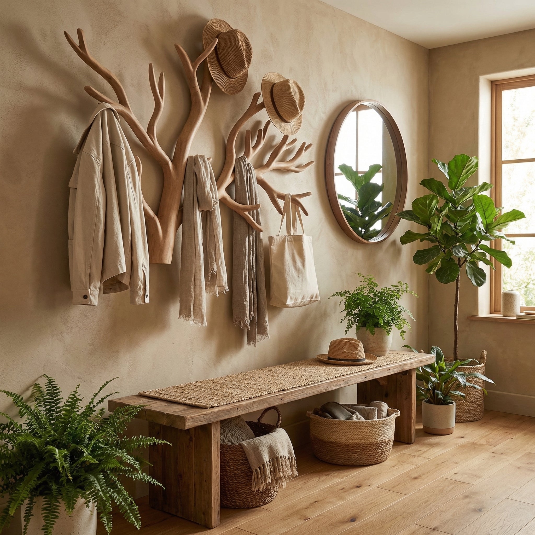 Custom Wood Coat Rack Driftwood Hanging Clothes SINLTCR005