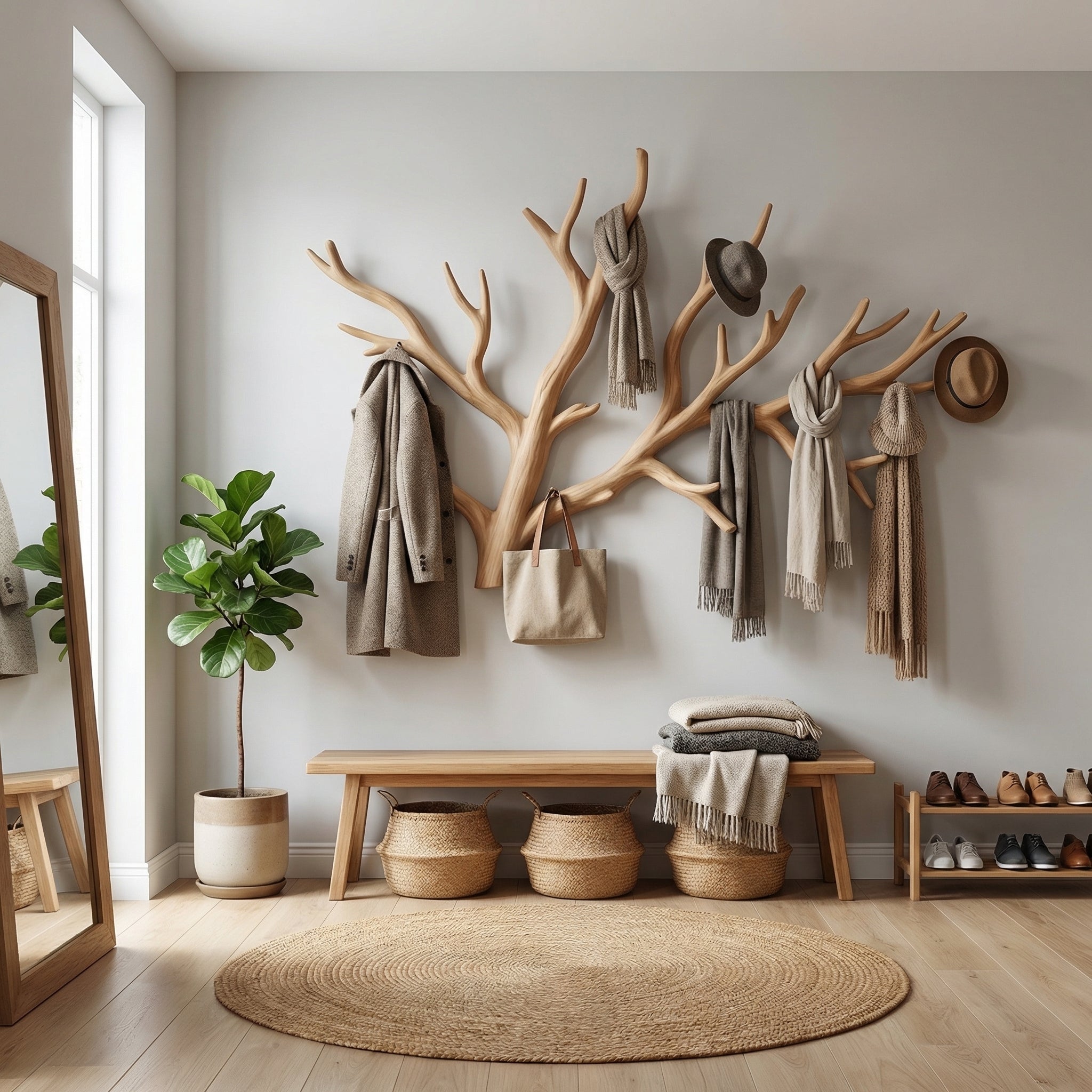 Custom Wood Coat Rack Driftwood Hanging Clothes SINLTCR005