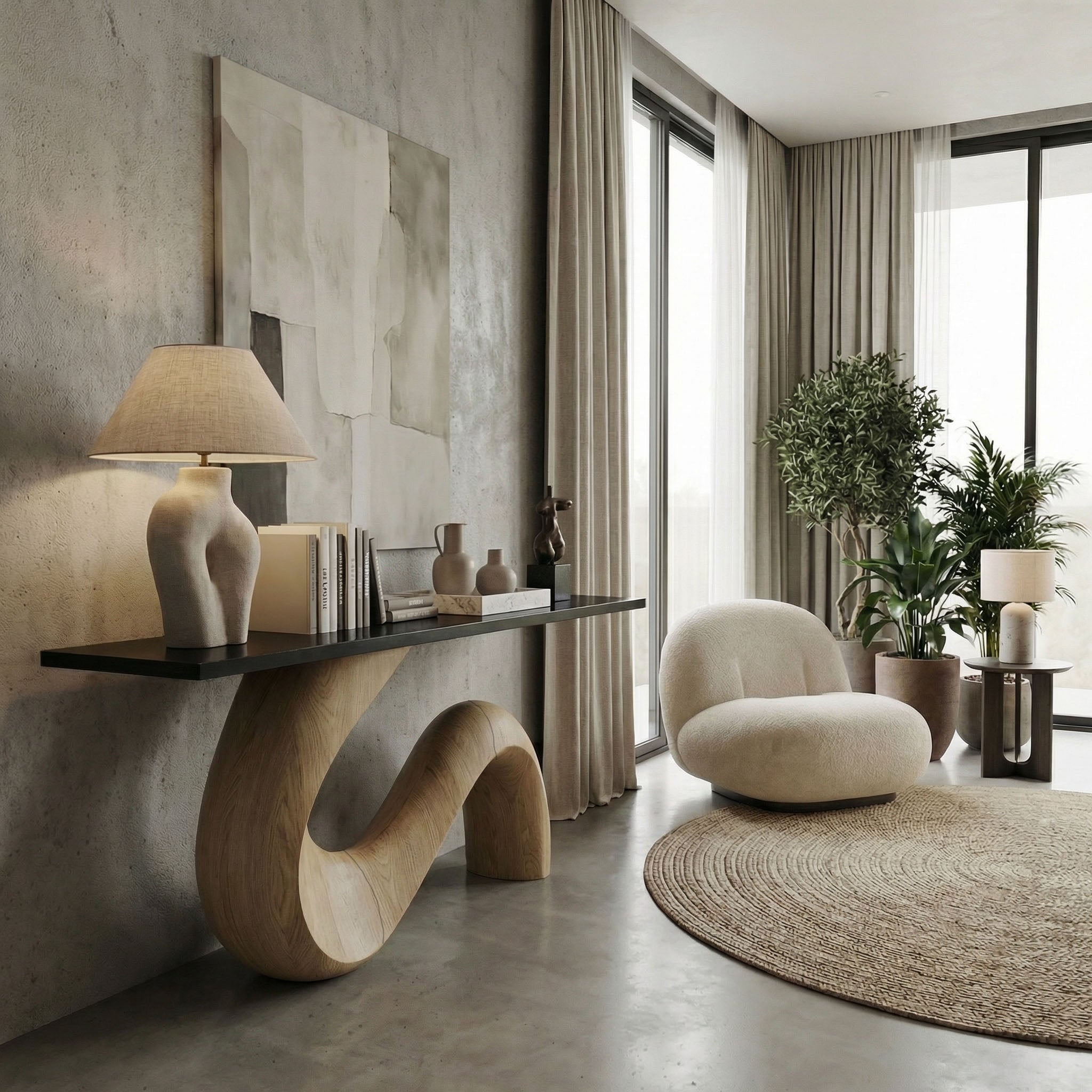 Midcentury Sculptural Console Table Entryway SINLSACS108