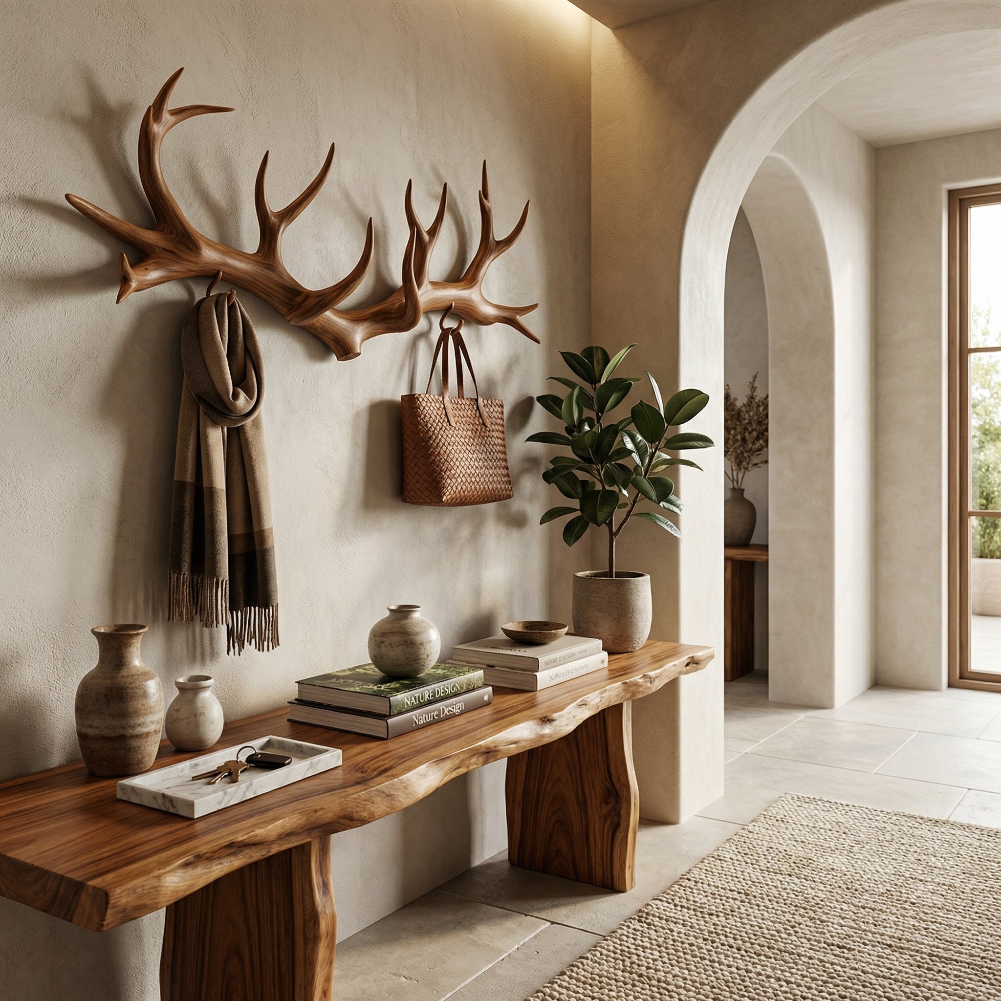 Antler Coat Rack Rustic Wood Wall Hanger Custom Gift SINLTCR006