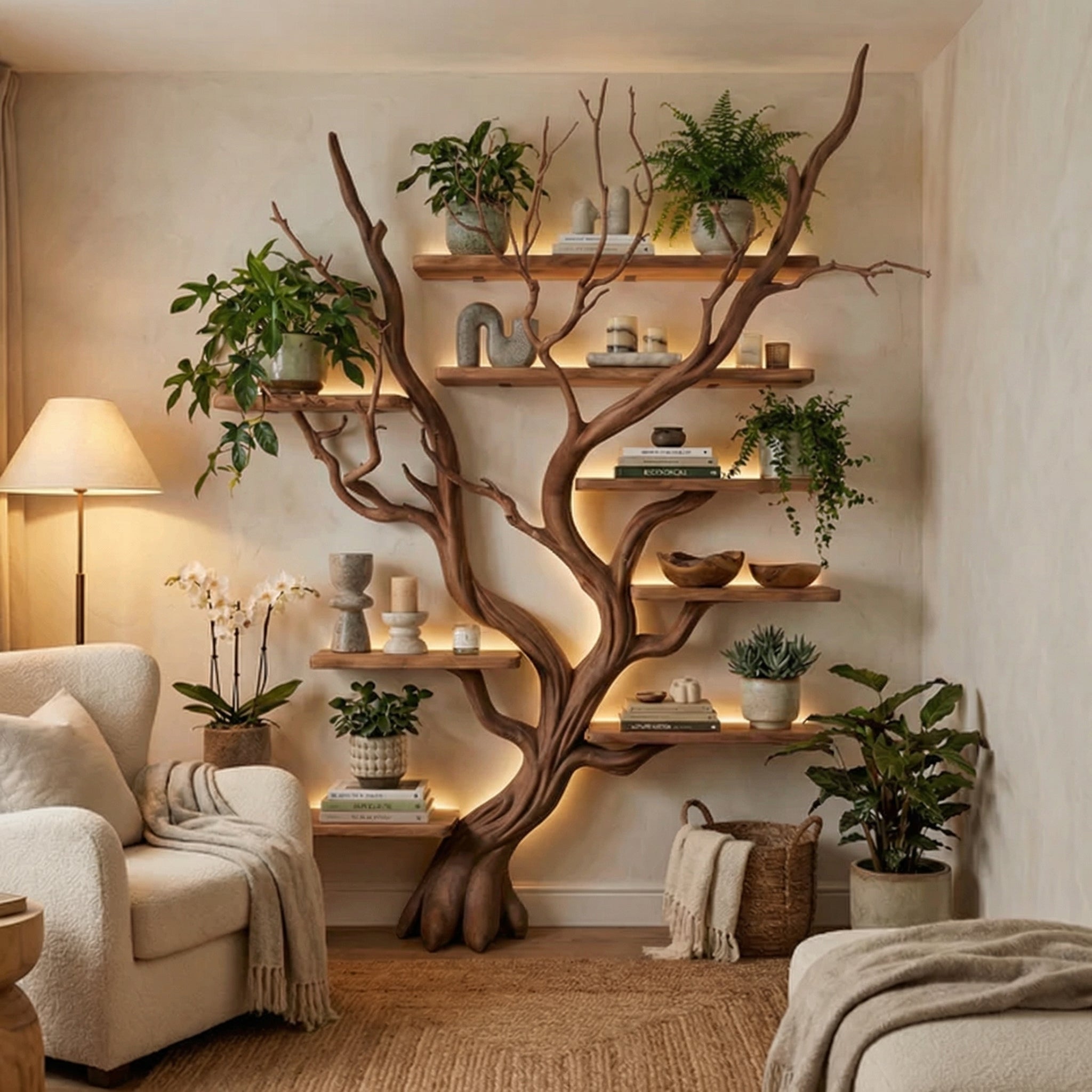 Tree Bookshelf Driftwood Branch Floating Bookshelf SINLTB071