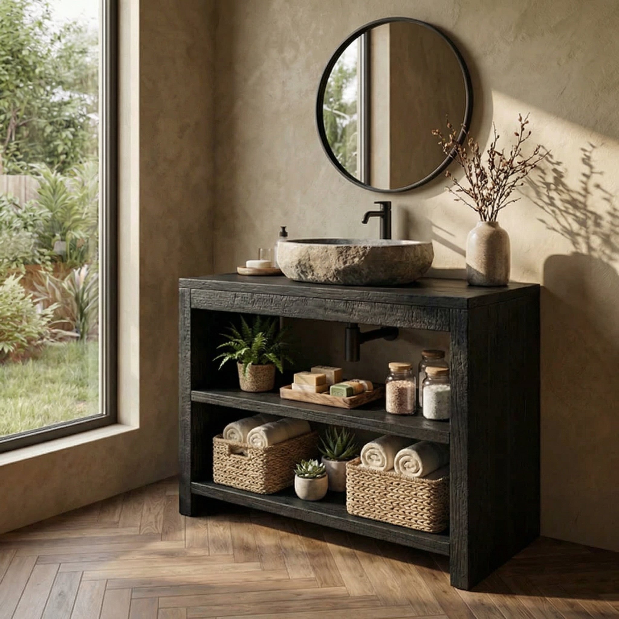 Custom Reclaimed Wood Vanity Bathroom SINLBRV026
