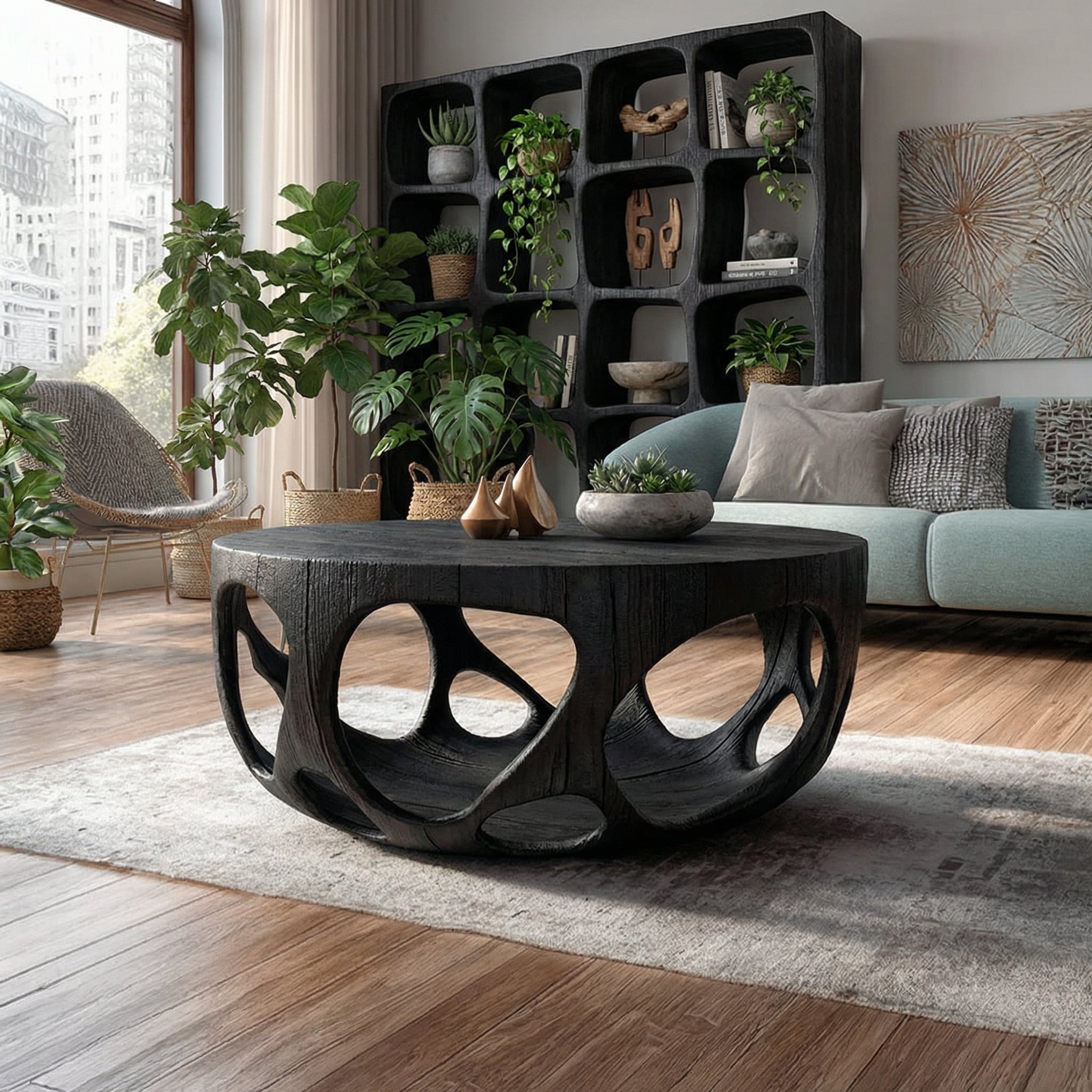 Artisan Coffee Table Natural Wood Farmhouse Gift SINLSACF025