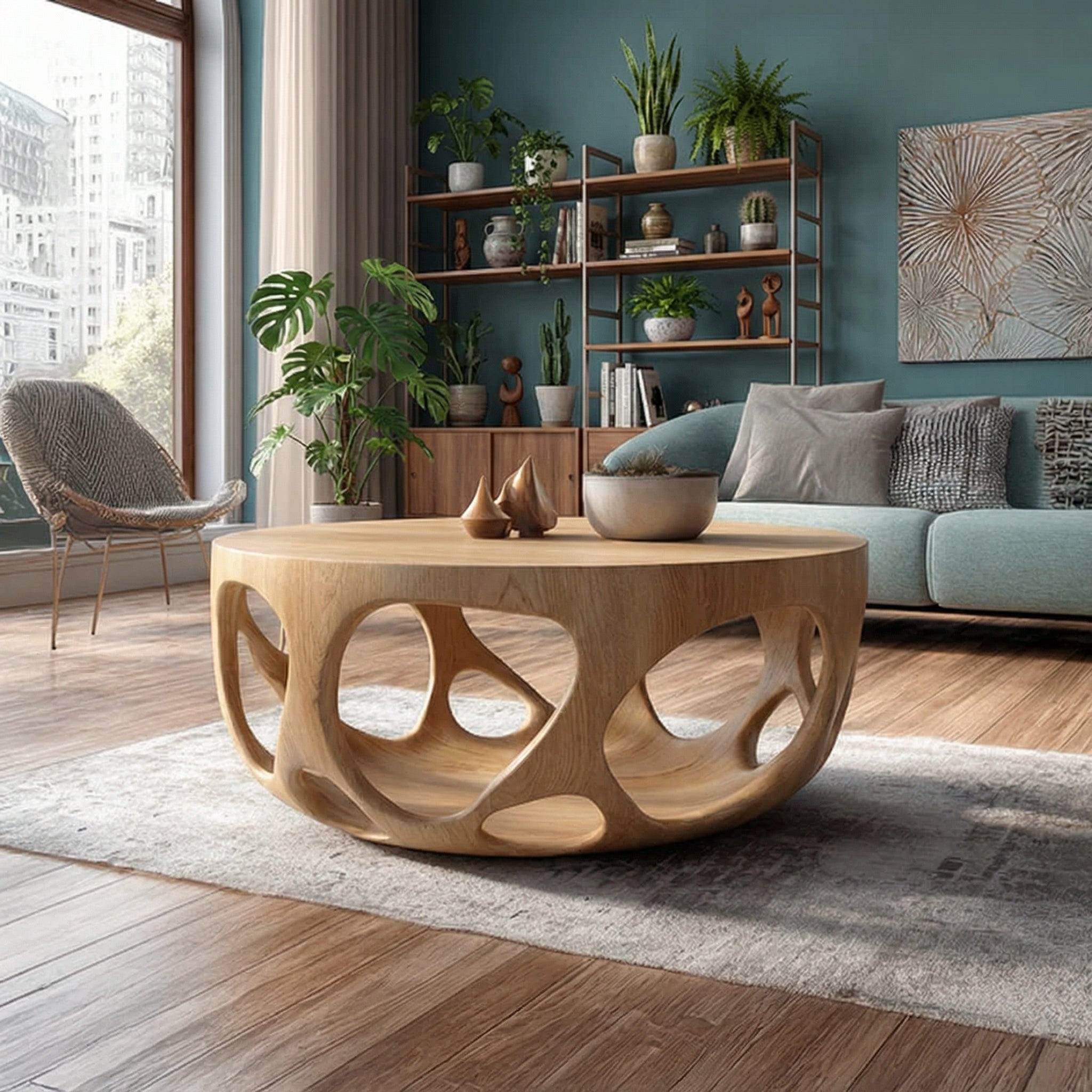 Artisan Coffee Table Natural Wood Farmhouse Gift SINLSACF025