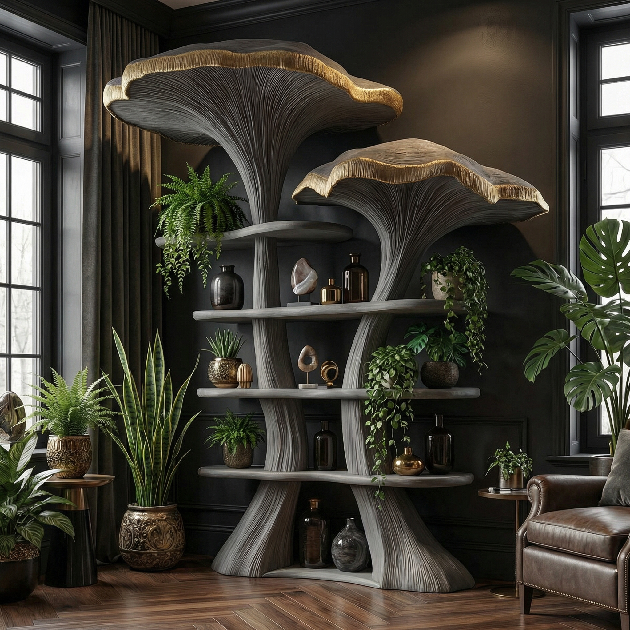 Mushroom Tree Bookshelf Wooden Nature Inspired Fantasy Gift SINLSATB184
